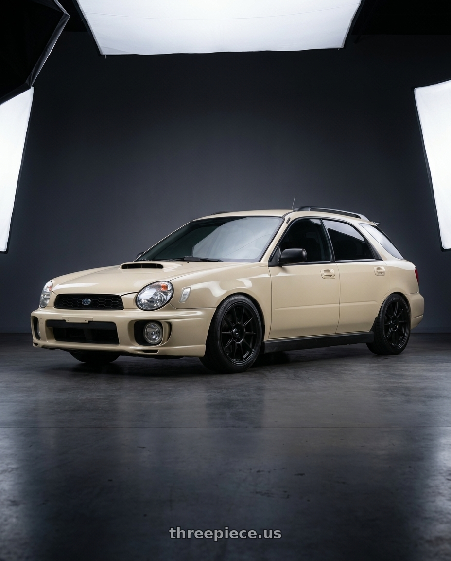 2002 subaru wrx wagon with Konig 57B Dekagram 5x100 17x8 +40 Semi-matte Black wheels
