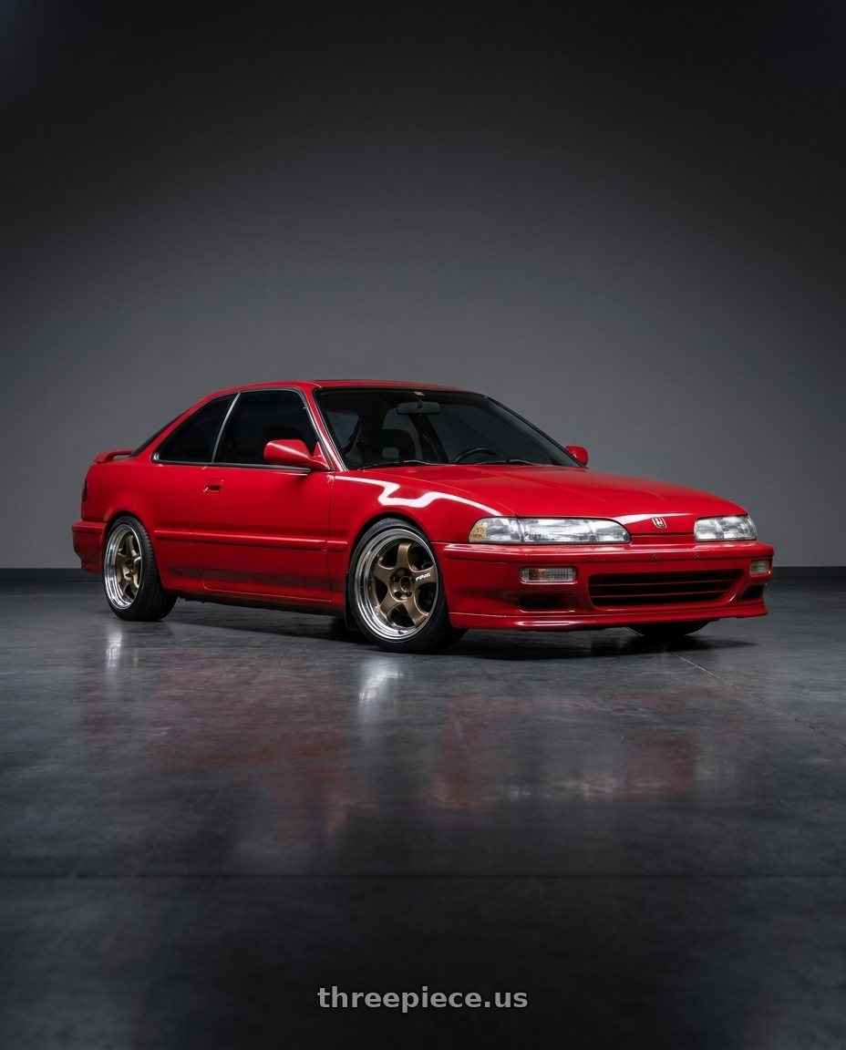 1993 Acura Integra with Work Meister S1 2P 4x100 15x7+38 A Disk Titanium Gold wheels
