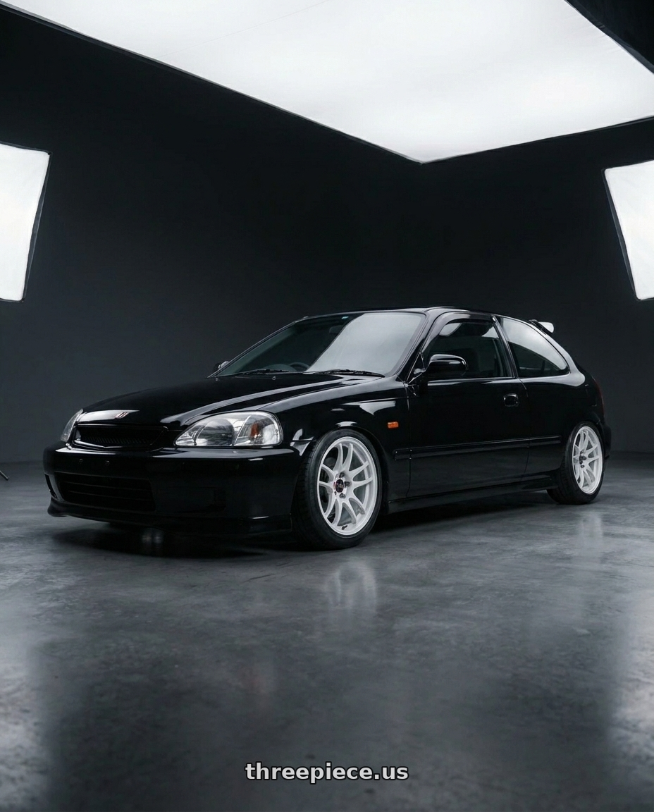 1997 Honda Civic with Enkei PF06 4x100 15x8+25 White Machined wheels