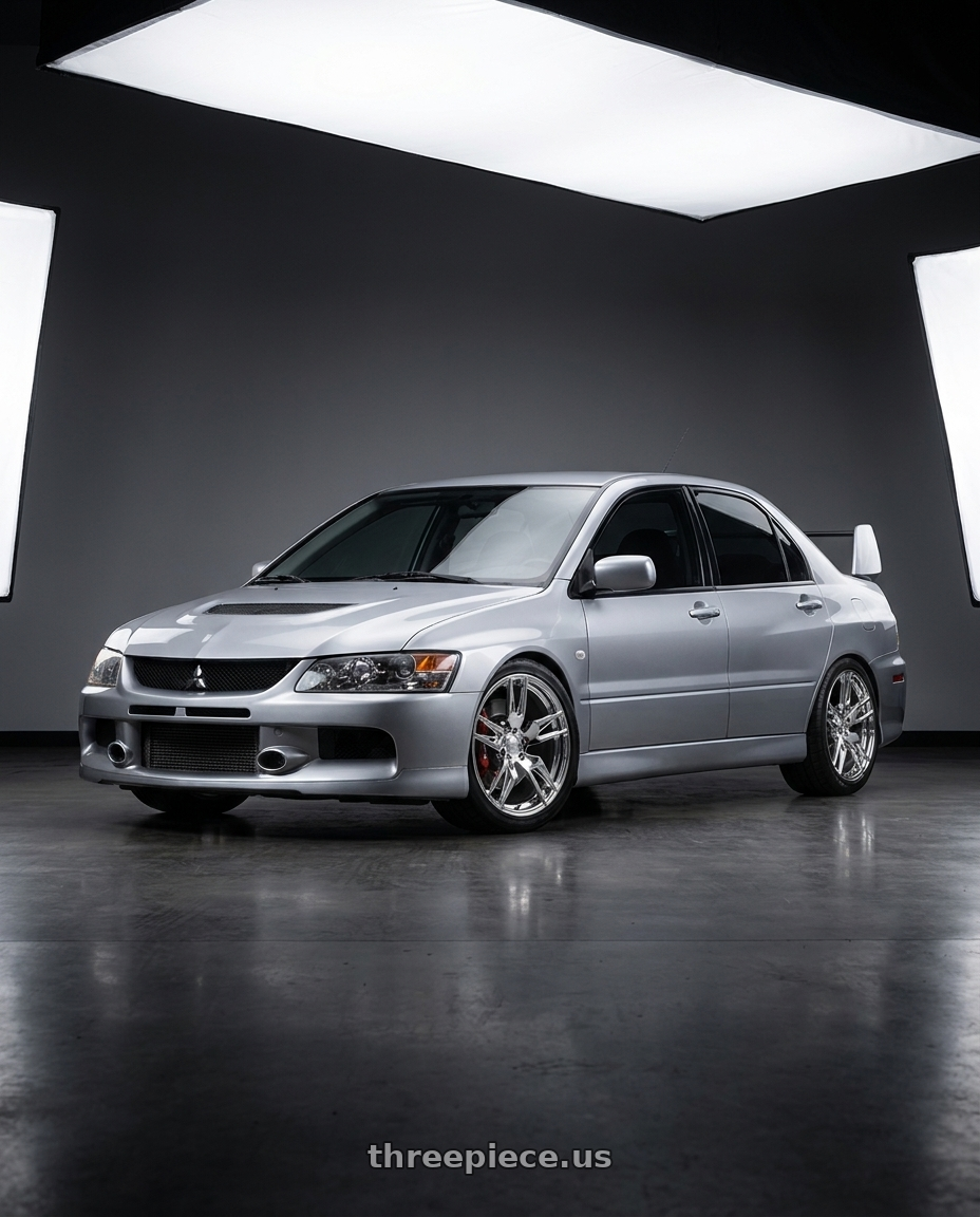 2006 Mitsubishi Lancer Evolution with American Racing Forged 100 5x120 19x8.5 +46 POLISHED wheels