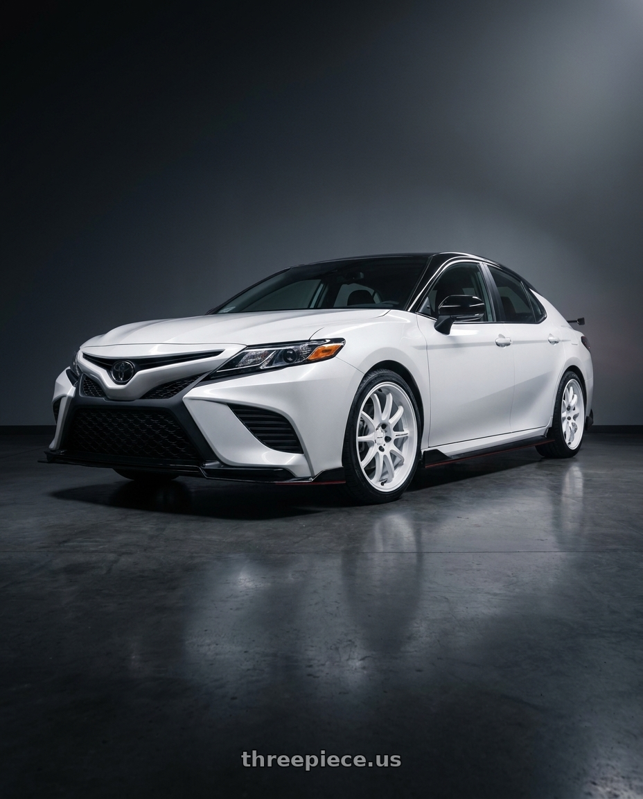 2021 Toyota Camry TRD with Work Emotion D9r 5x114.3 19x8.5 +38 White wheels