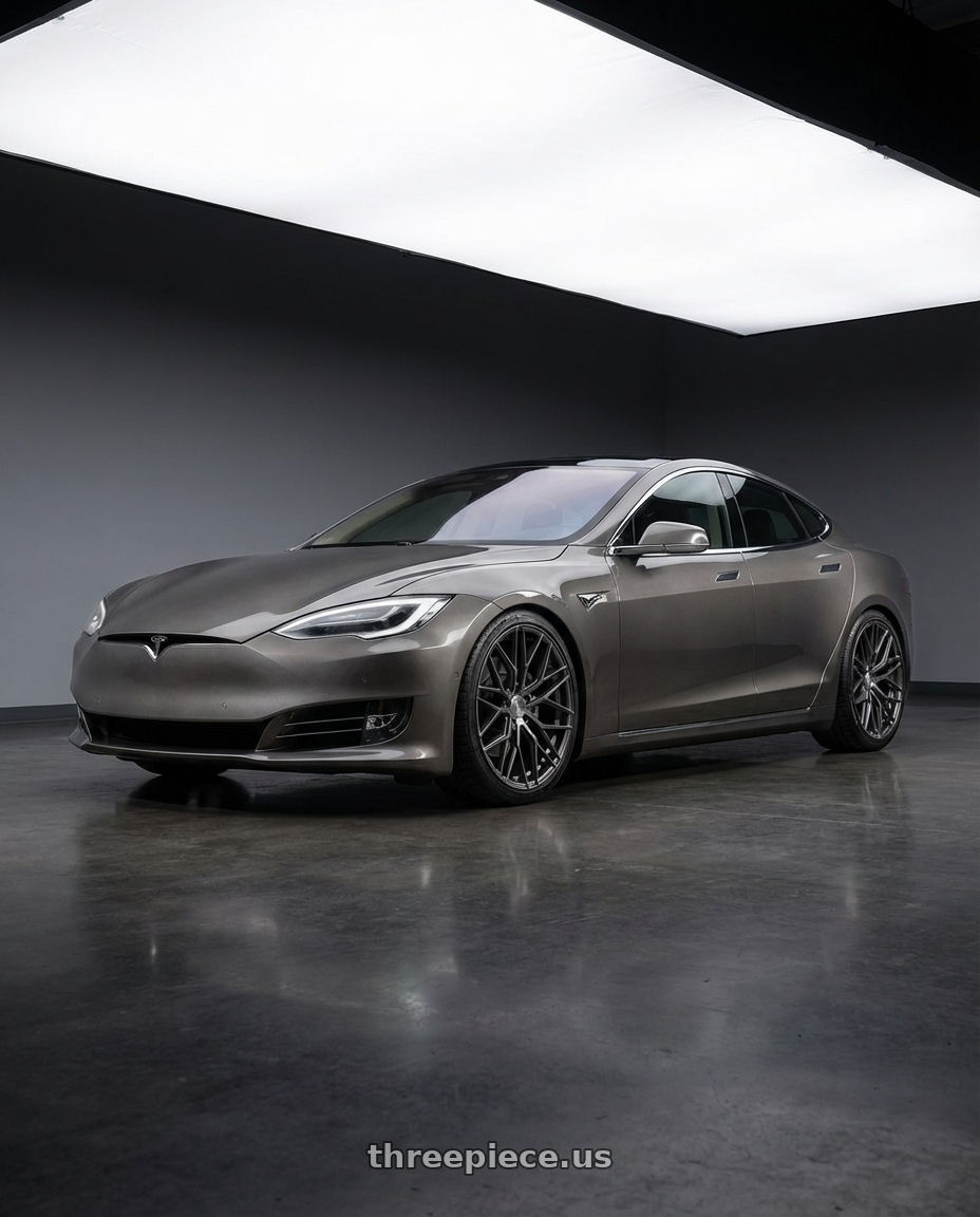 2018 Tesla Model S with Avant Garde Wheels M520R 5X120 21x12 +52 Dark Graphite Metallic wheels