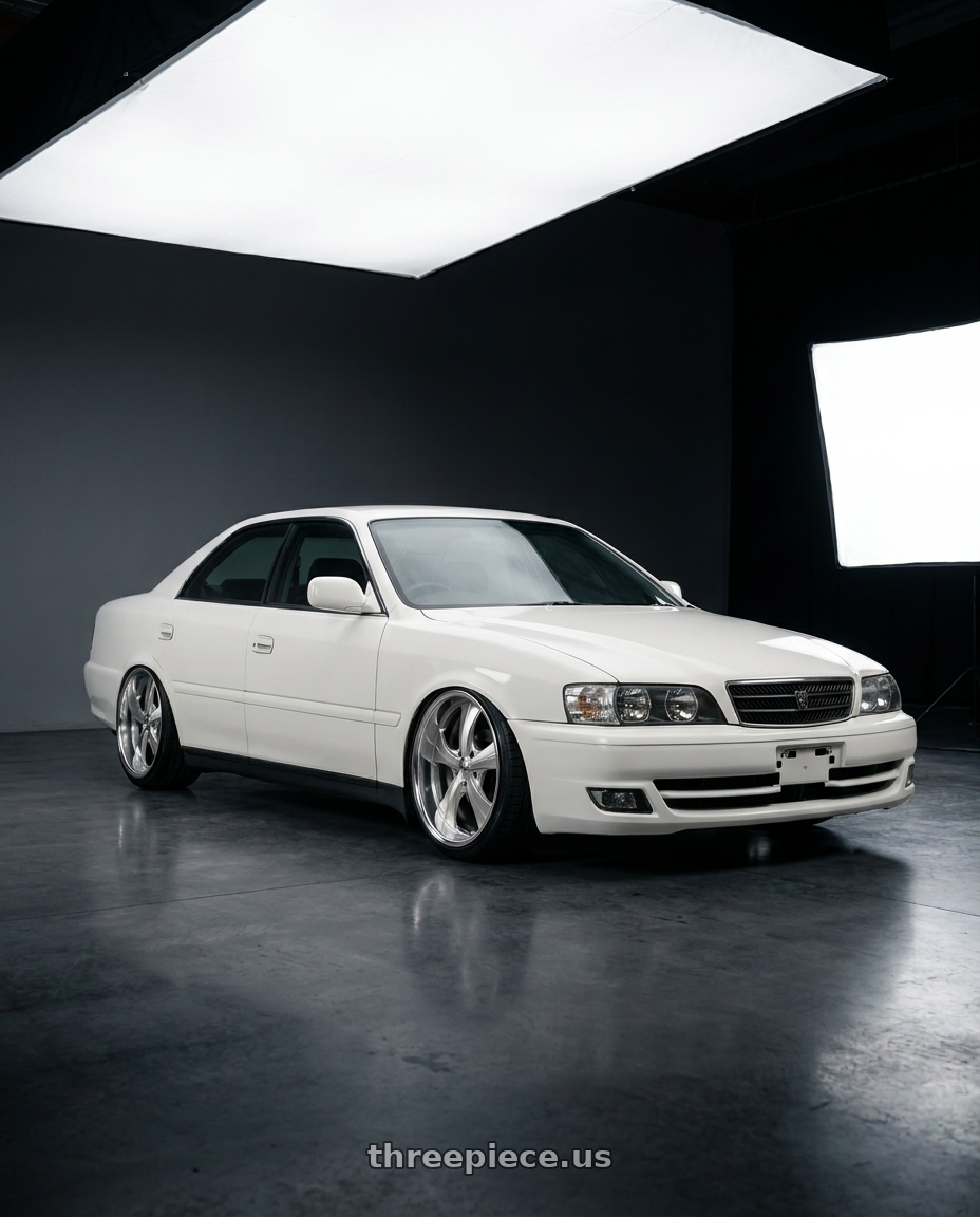1999 Toyota chaser tourer gp with Strada Street Classics Old Skool 5x115 24x10 +15 Brushed Face Silver Milled SS Lip wheels