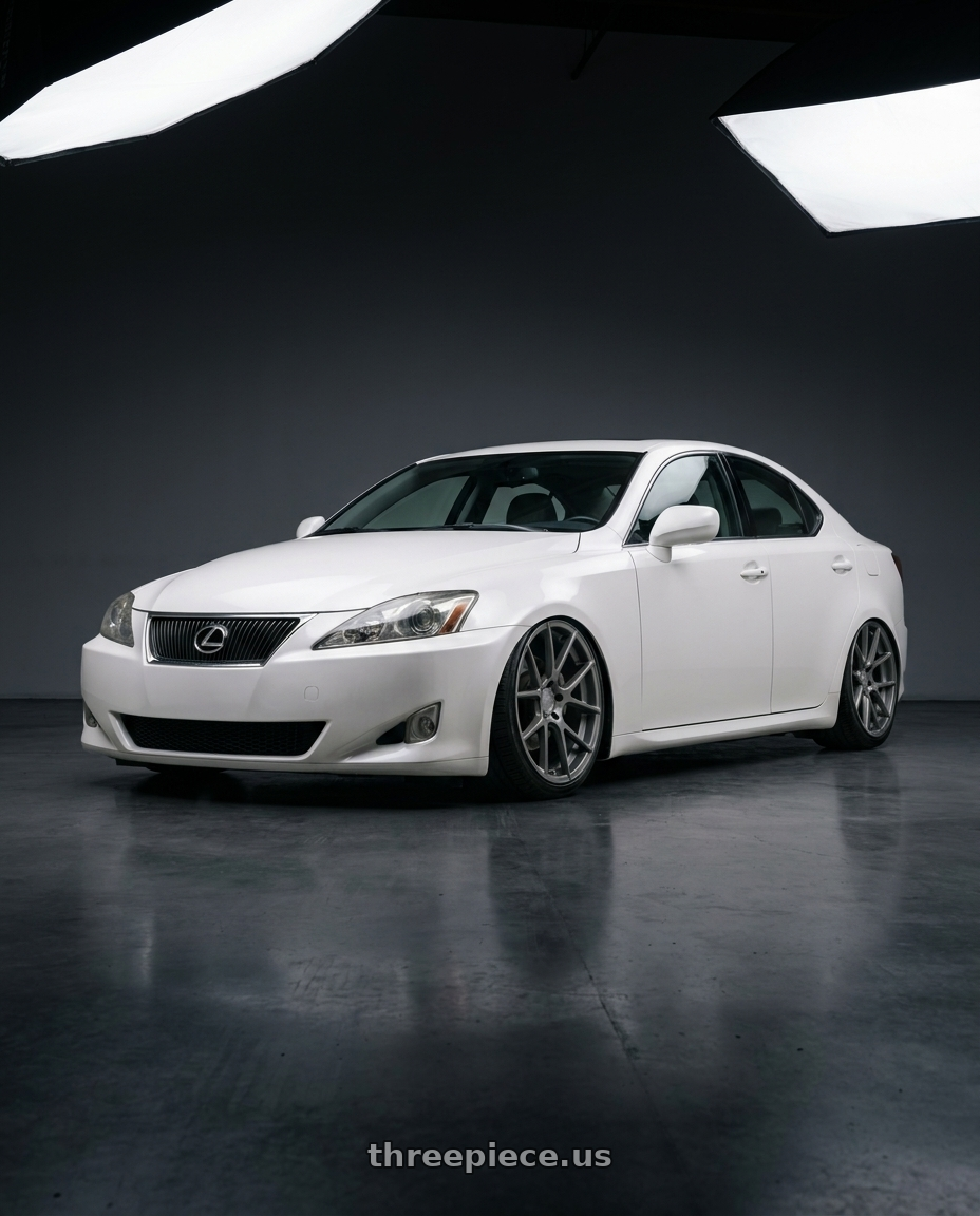 2008 Lexus Is350 White with Avant Garde Wheels M510 5X130 19x11 +52 Dolphin Grey wheels
