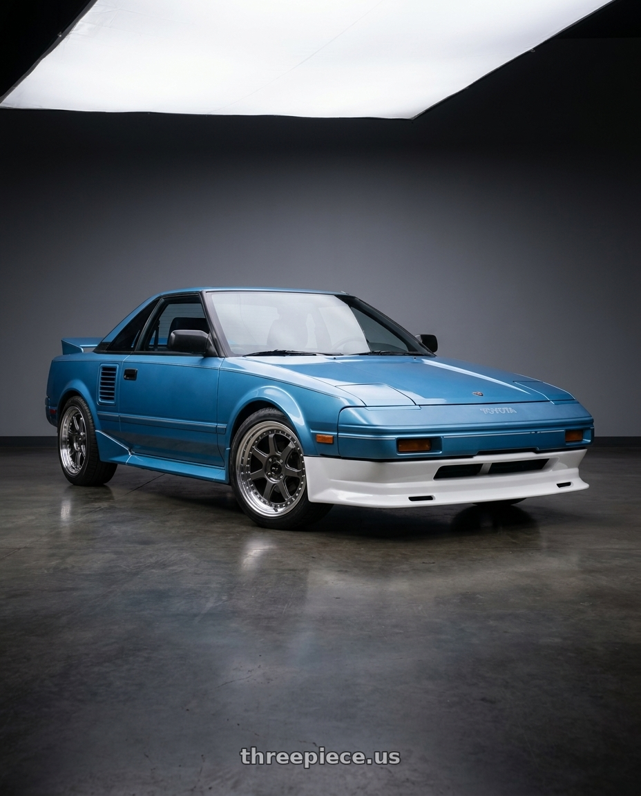 1986 Toyota mr2 with Vors VR7 4x100/4x114.3 15x7  +35 Gun Metal Machine Lip Chrome Rivet wheels