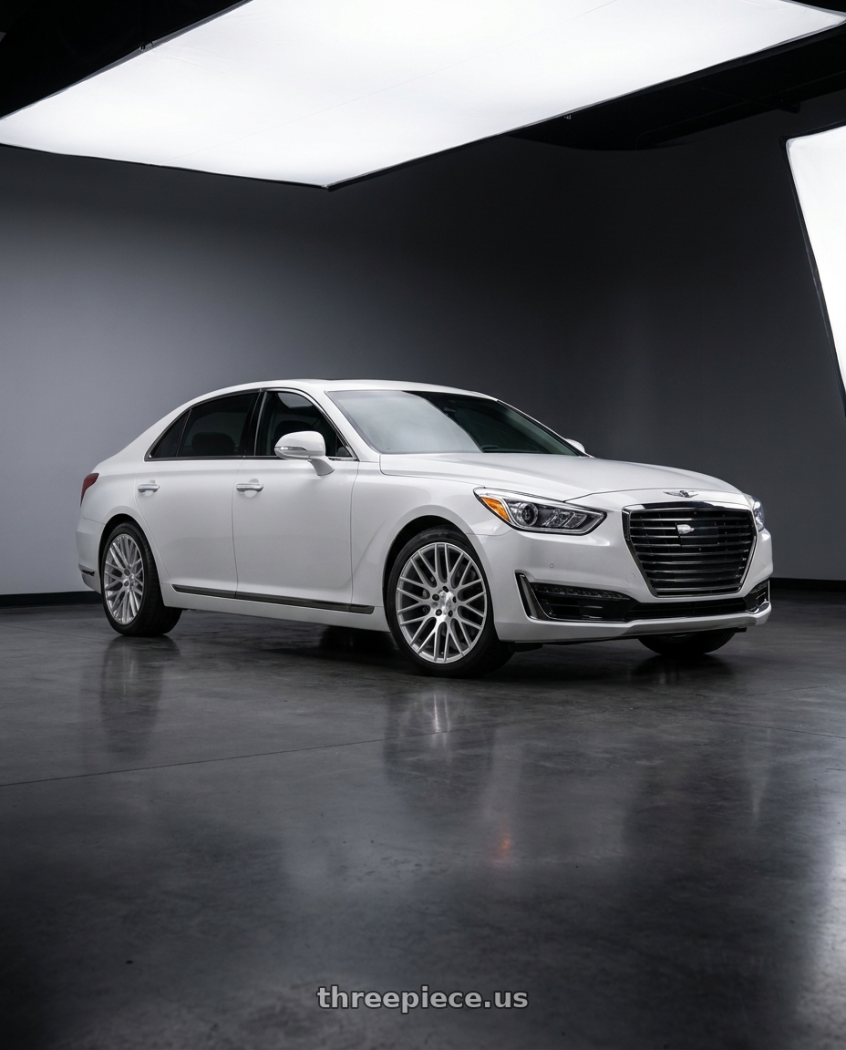 2018 genesis g90 ultimate with MRR GF7 5x114.3 20x10.5  +40 Silver Machine Face wheels