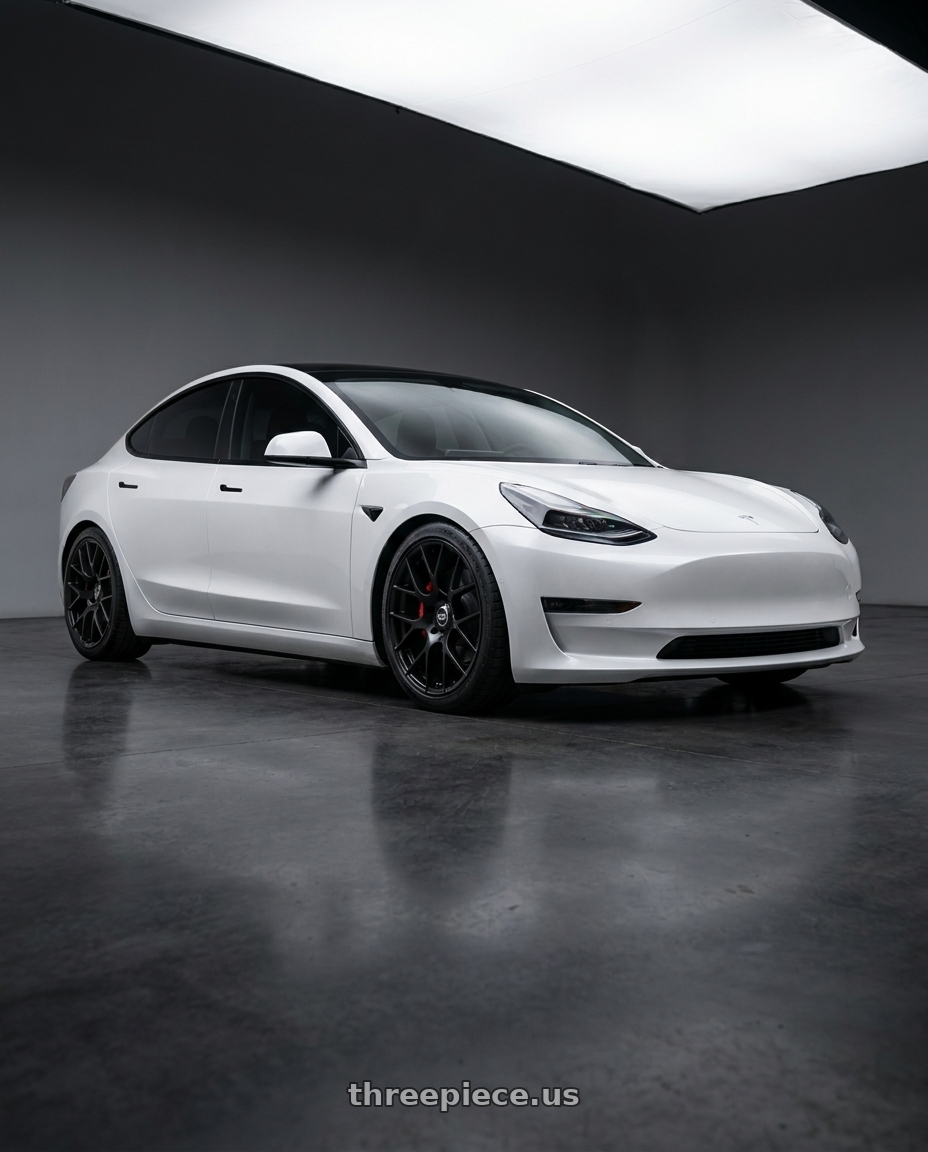 2018 Tesla Model 3 with Enkei Raijin 5x114.3 19x8.5+35 Black wheels