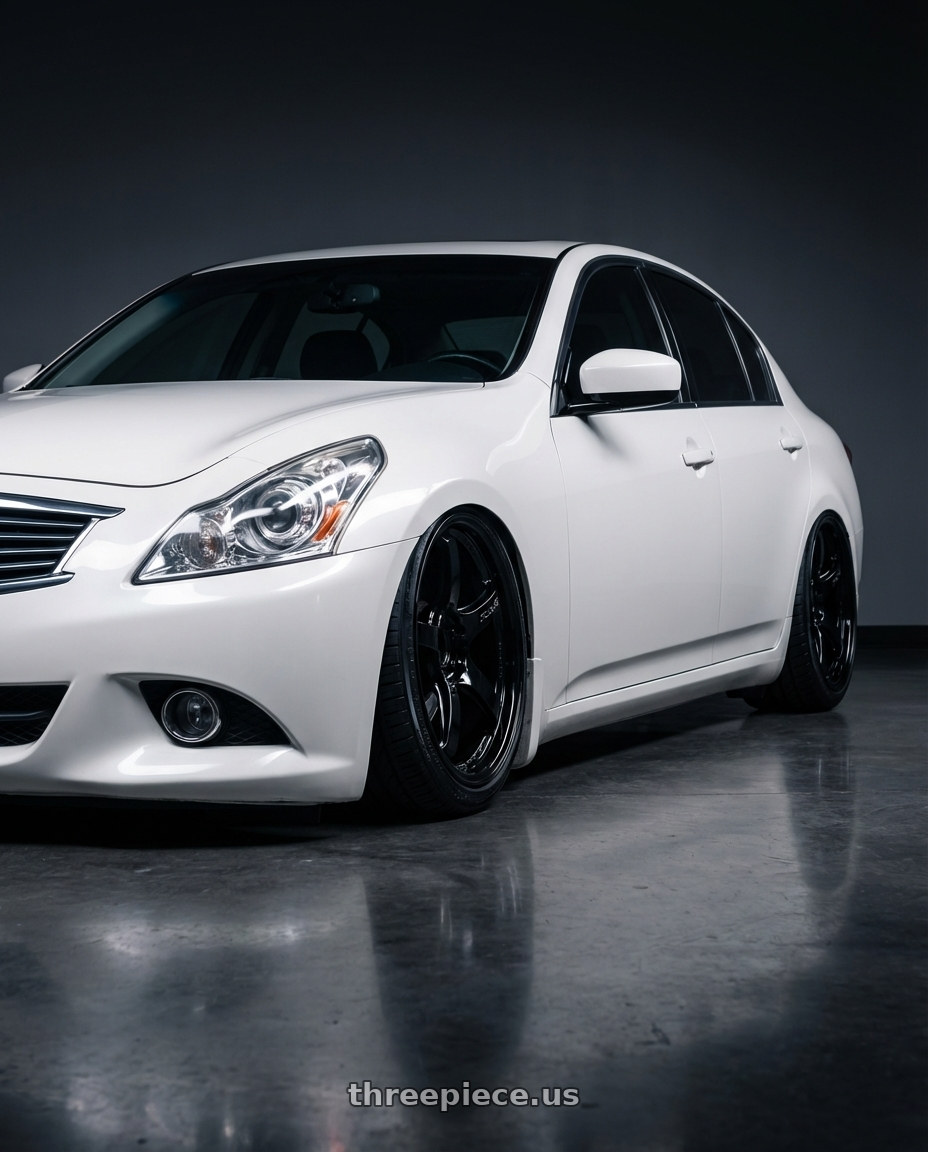 2012 Infiniti G37 with Gram Lights 57CR 5x114.3 19x10.5+35 Glossy Black wheels