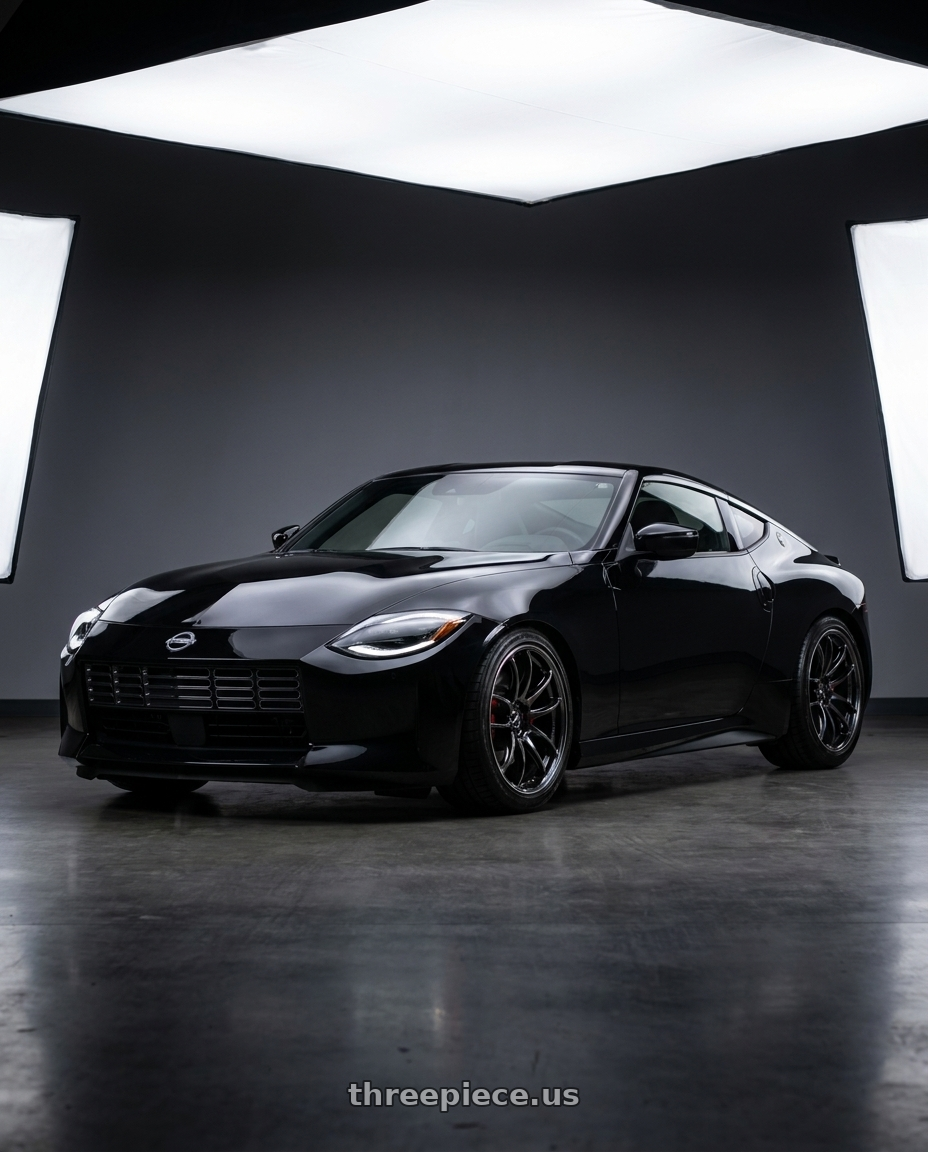 2024 nissan z with Work Emotion Zr10 5x120 19x10.5 +23 Glim Black Diamond Rim cut wheels
