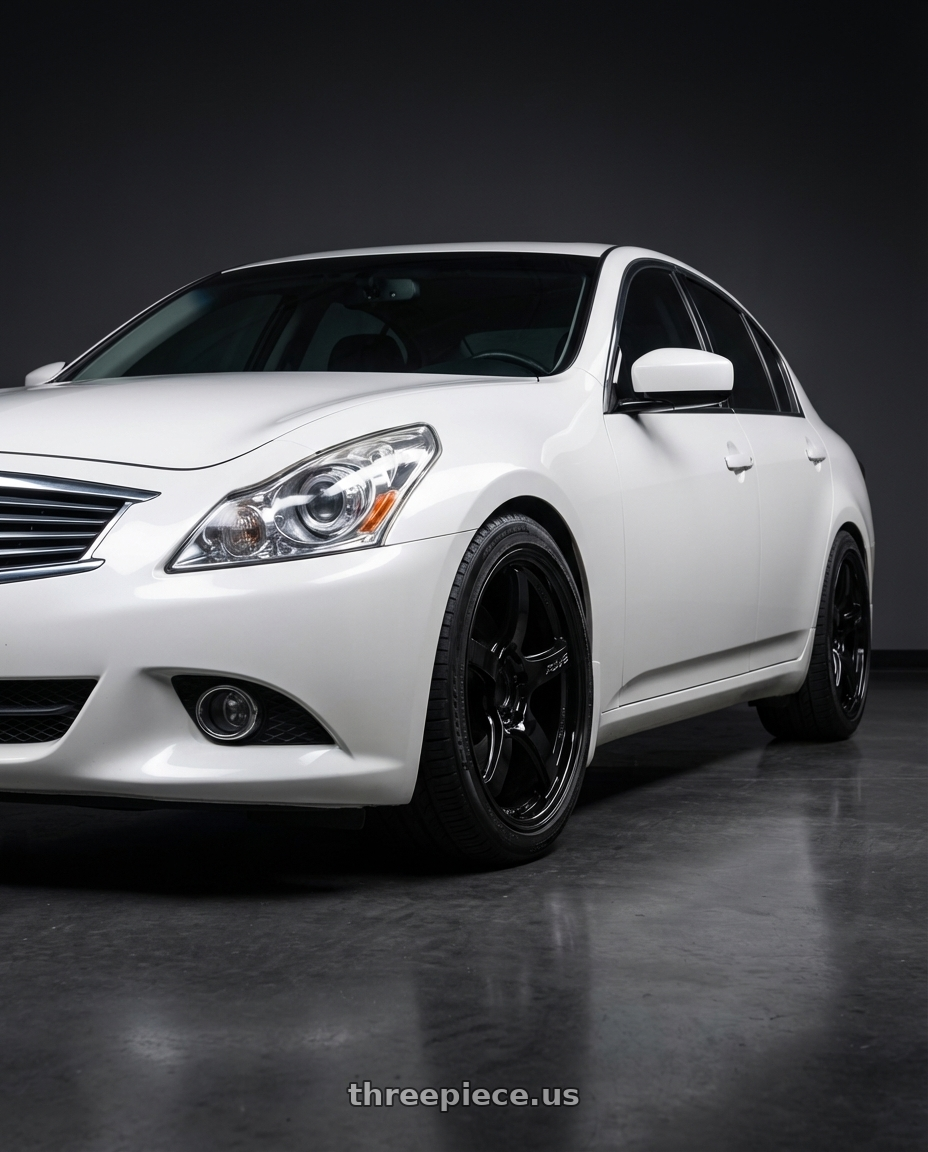 2014 Infiniti G37 Coupe with Gram Lights 57CR 5x114.3 19x9.5+25 Glossy Black wheels