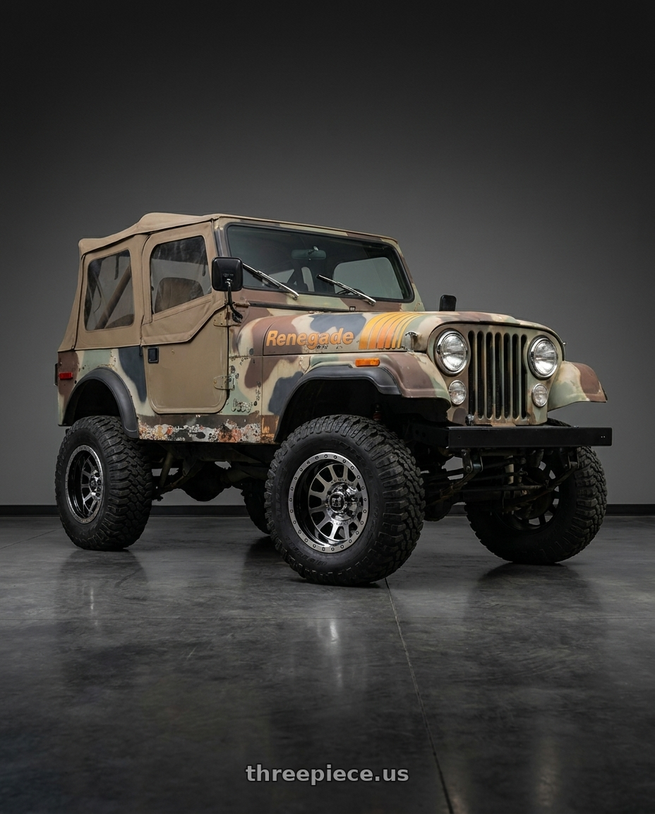 1979 jeep cj7 with FULL THROTTLE FT5092 5x139.7 15x10 -44 Gloss Black / Machine Face wheels