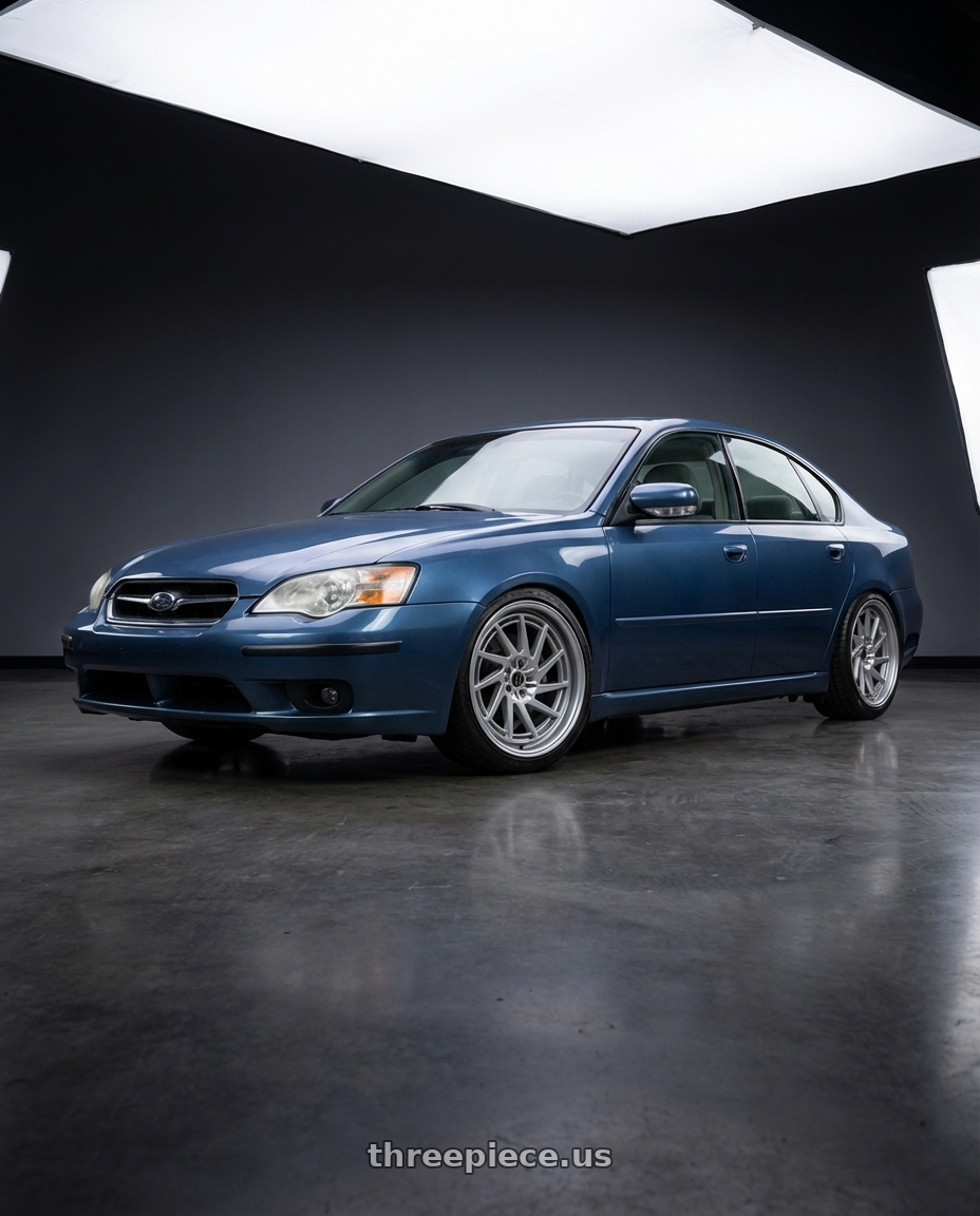 2007 Subaru legacy 2.5i blue with Heritage Wheel Hokkaido-Dir Monoc 5X100 18x9.5+22 Silver wheels
