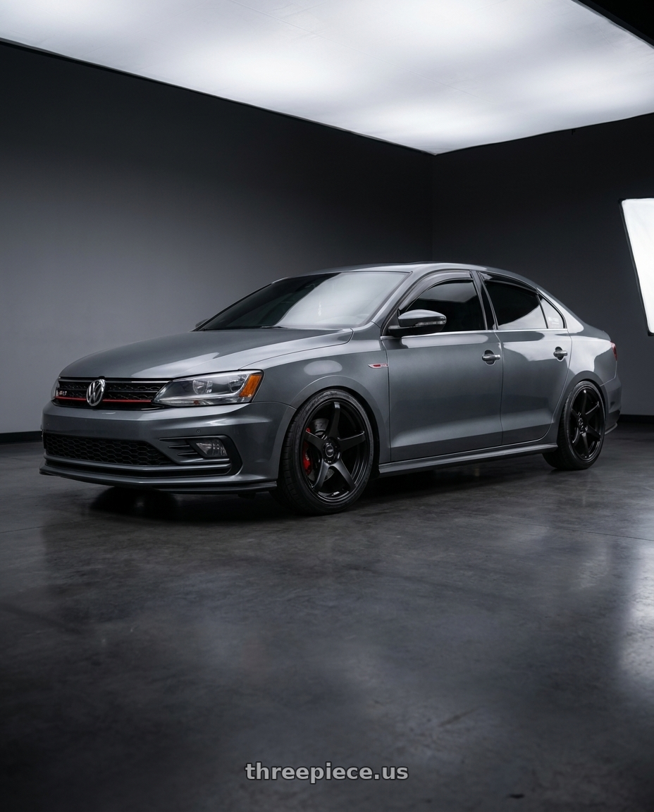 2016 VW GLI with Enkei Kojin 5x114.3 18x8.5+35 Matte Black wheels