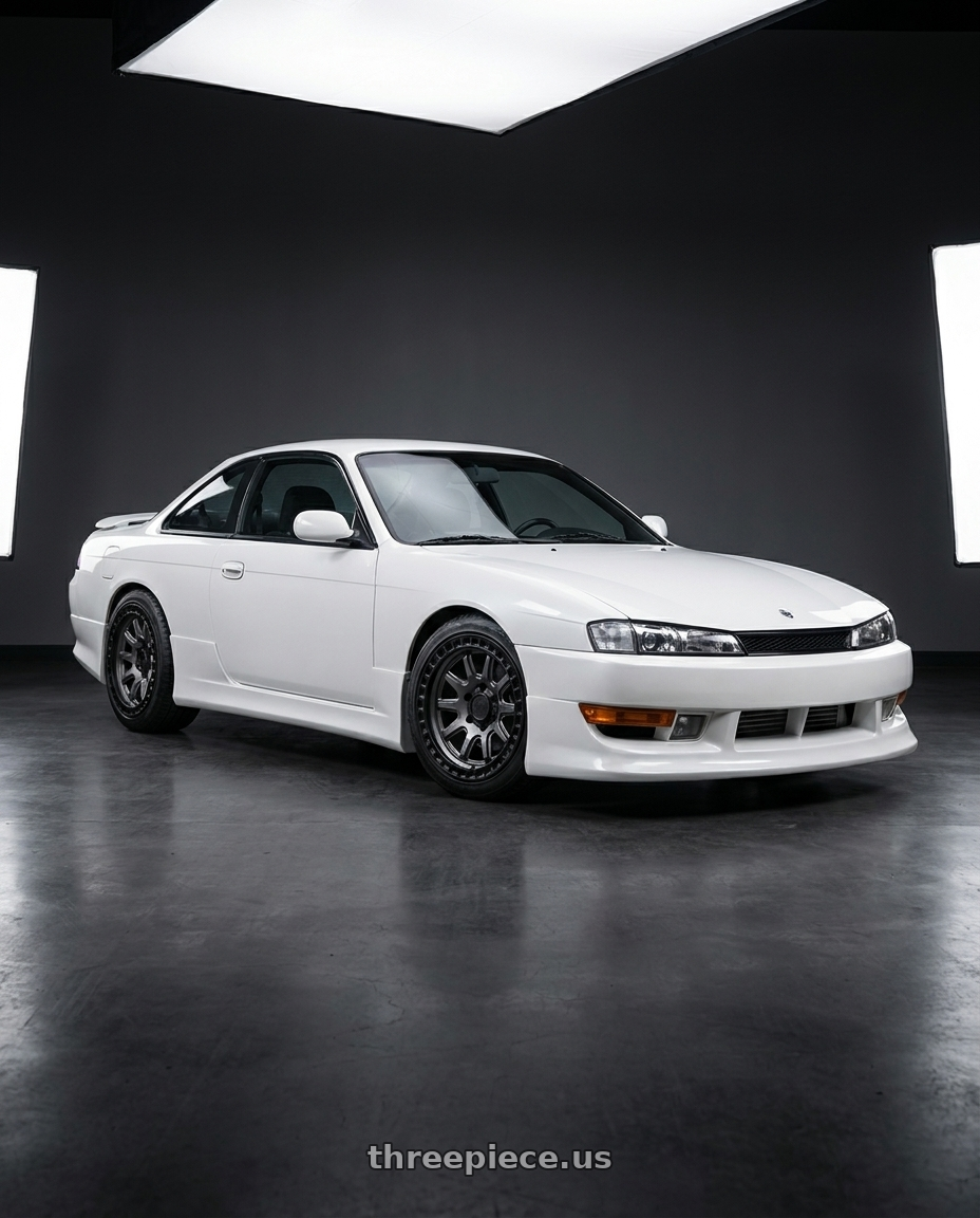 Nissan 240sx 1999 with Black Rhino CALICO 5X127 17X8.5 +34 MATTE GUNMETAL W/ MATTE BLACK LIP wheels