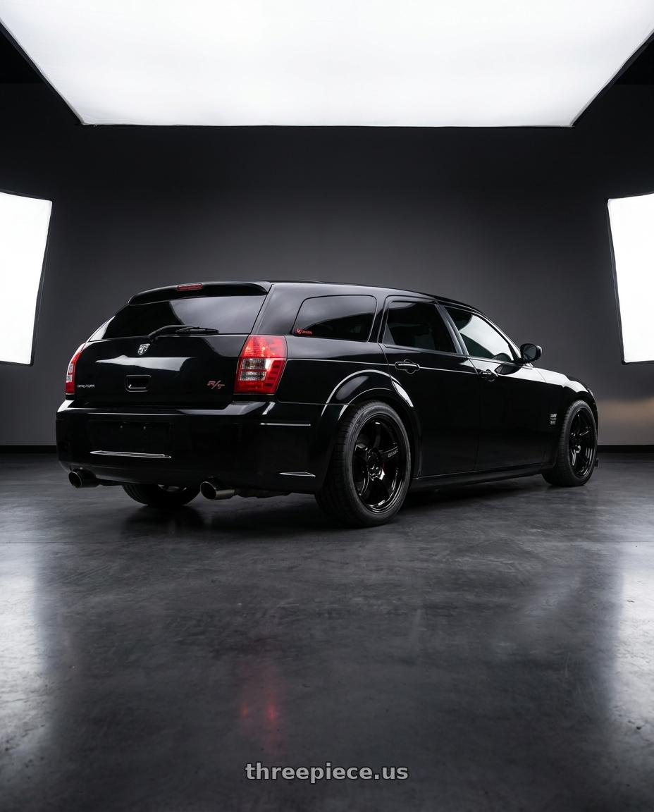 2006 dodge magnum R/T with Gram Lights 57CR 4x100 17x7 +40 Gloss Black wheels rear three quarter view square tires