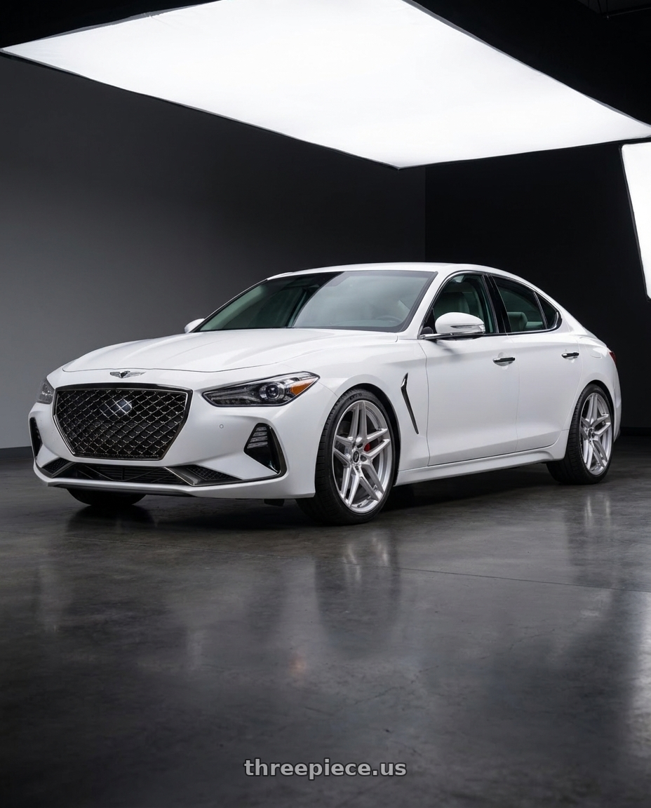 2019 Genesis G70 with HERITAGE WHEEL EBISU MONOC 5x114.3 19x8.5 +35 SILVER wheels