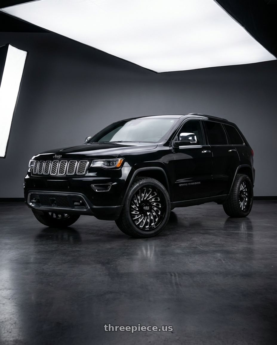 2021 Jeep Grand Cherokee Overland with Cali Off-Road Switchback 9108 5x127 20x12-51 Gloss Black/Milled wheels