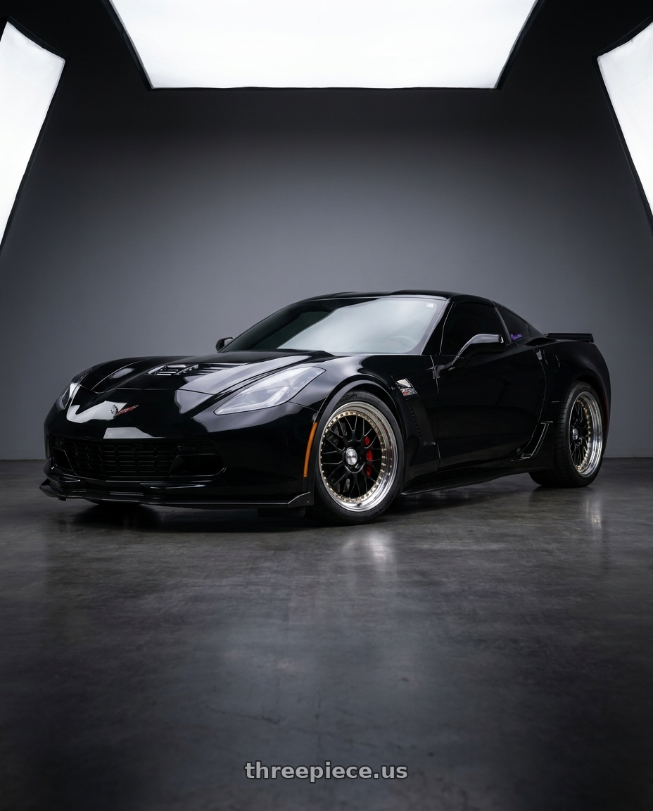 2017 Chevrolet Corvette Z06 with Work Meister M1 3p 5x120.65 19x10+31 T Disk Black wheels