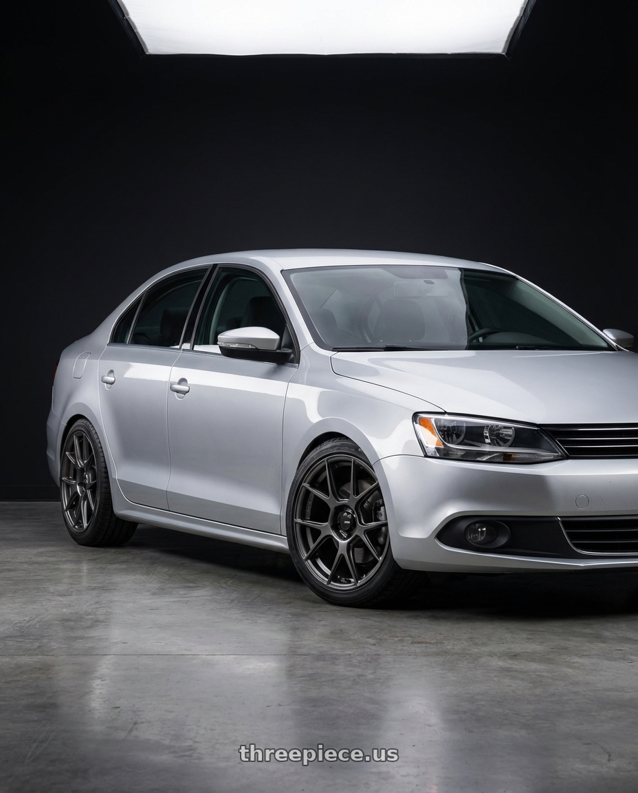 2016 Volkswagen Jetta GLI MK6 with Konig Ampliform 5x112 18x8.5+43 Dark Metallic Graphite wheels
