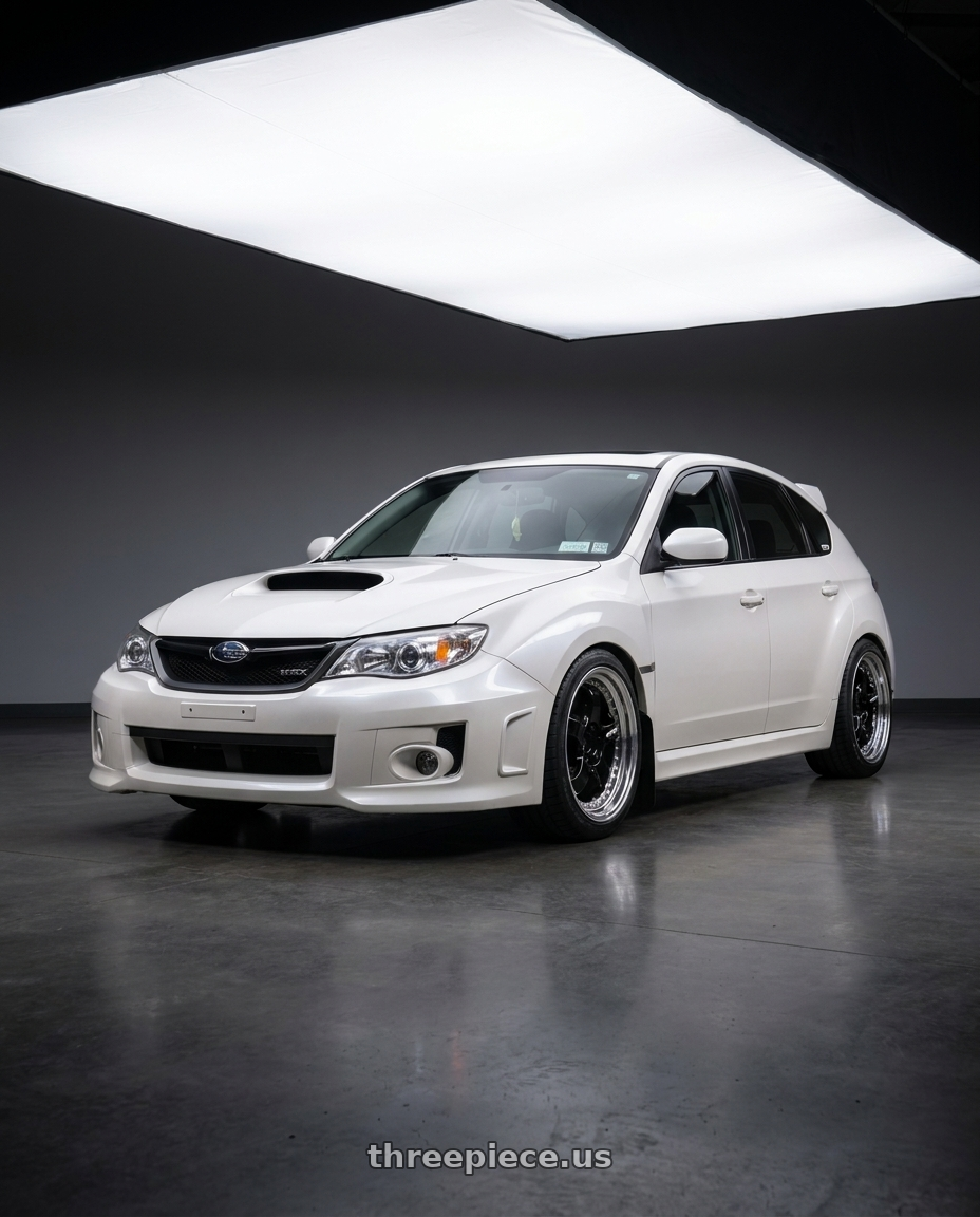 2012 Subaru Wrx Hatchback Pearl with Work Meister S1 3P 5x100 18x8.5+48 L Disk Black wheels