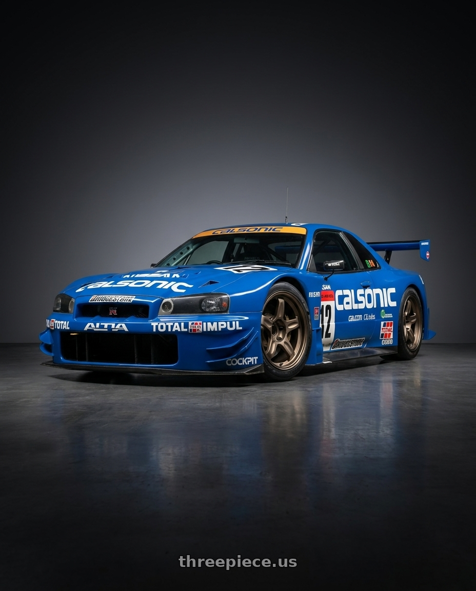 2003 Nissan Calsonic Skyline GT-R JGTC GT500 with Volk Racing 21C 5x112 18x10.5 +30 BRONZE wheels