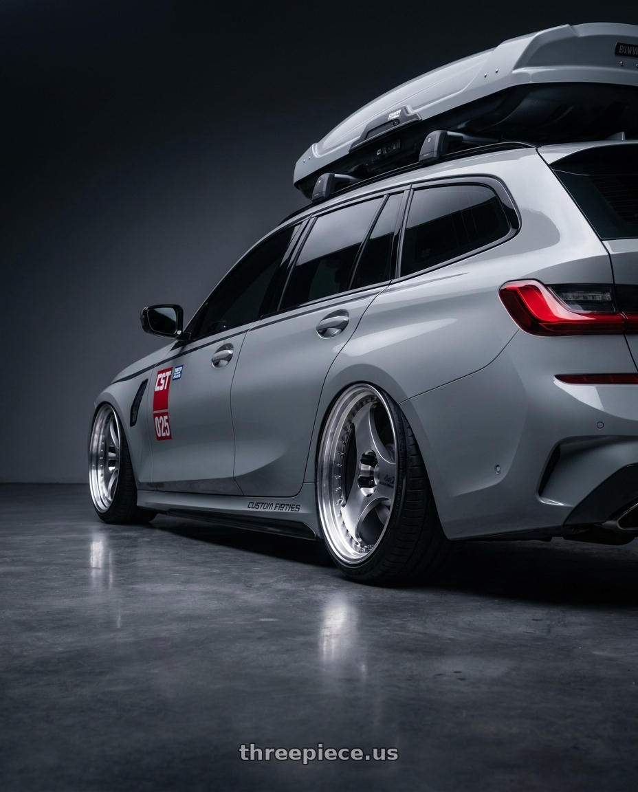 2021 BMW G21 with Advan Racing ONI2 PROGRESSIVE 5x114.3 20x9.0 +39 MACHINING & DIAMOND CUT wheels rear three quarter view extreme stretch tires