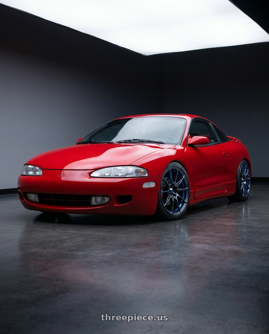 1996 mitsubishi eclipse with WedsSport SA-25R 5x114.3 18x7.5+45 Blue Light Chrome II wheels