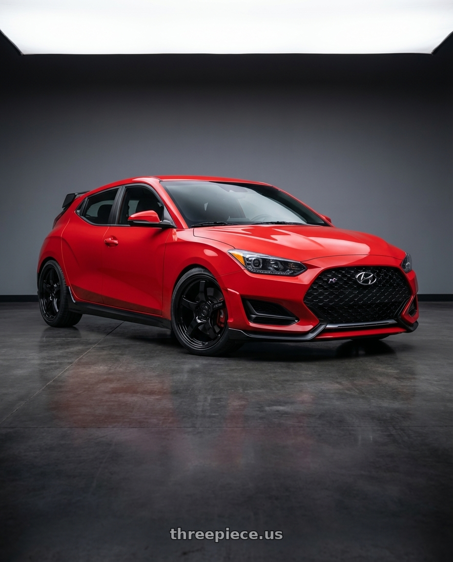 2022 Hyundai Veloster N with Gram Lights 57CR 5x114.3 19x9.5+25 Glossy Black wheels