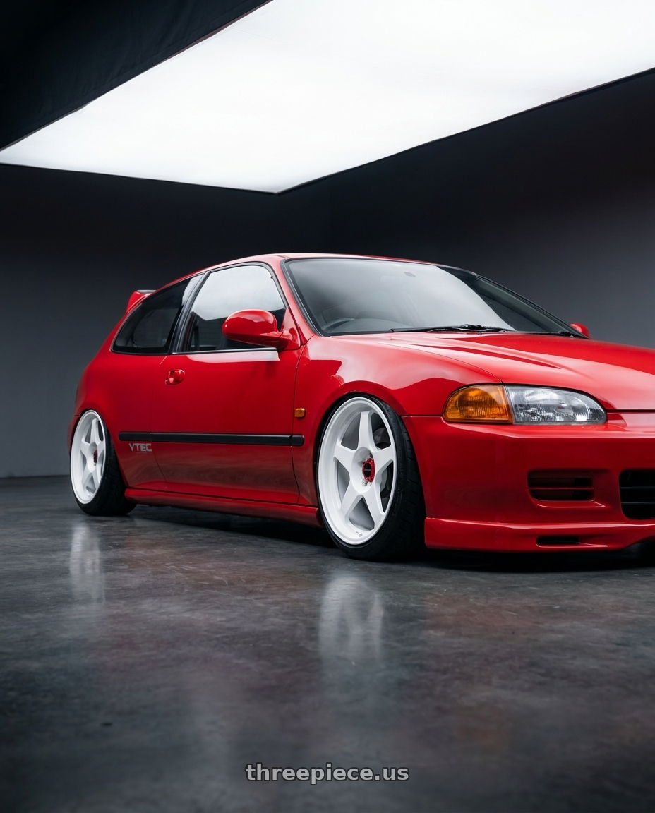 1993 Honda civic eg6 with R6061 Forged R1 5x100 18X8.5 +35 Championship White wheels