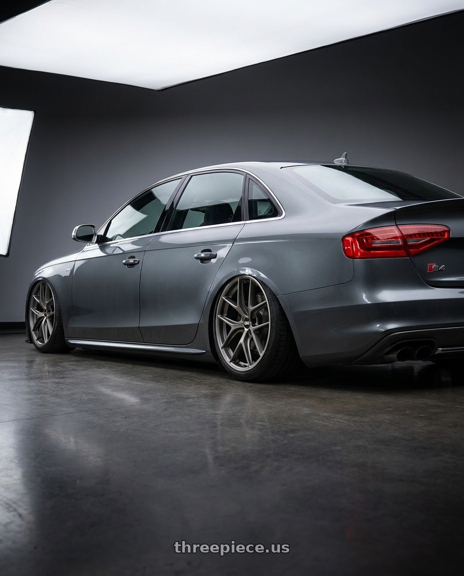2015 Audi S4 B8.5 with BBS CC-R 5x112 19x8.5+40 Satin Platinum wheels rear three quarter view slight stretch tires