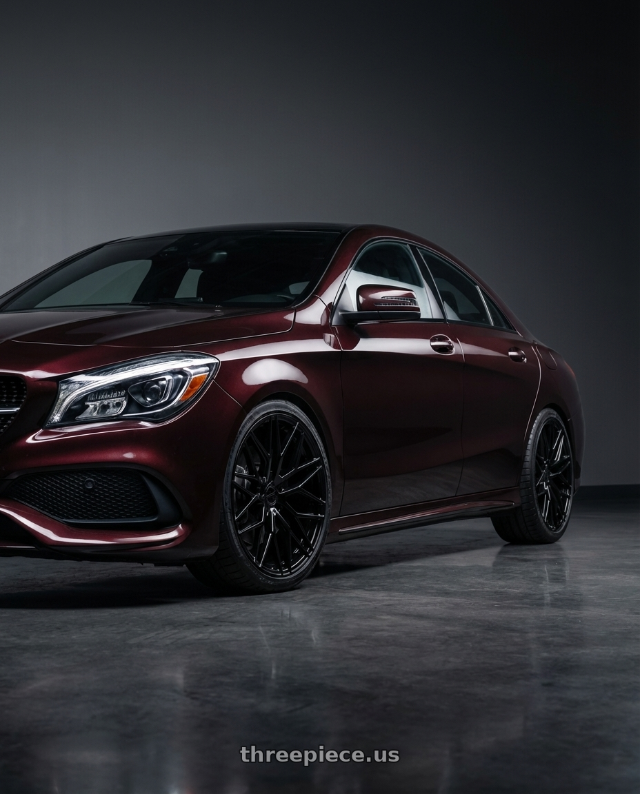 2018 Mercedes-Benz CLA C117 with Avant Garde Wheels M520R 5X112 19x8.5 +35 Gloss Black wheels