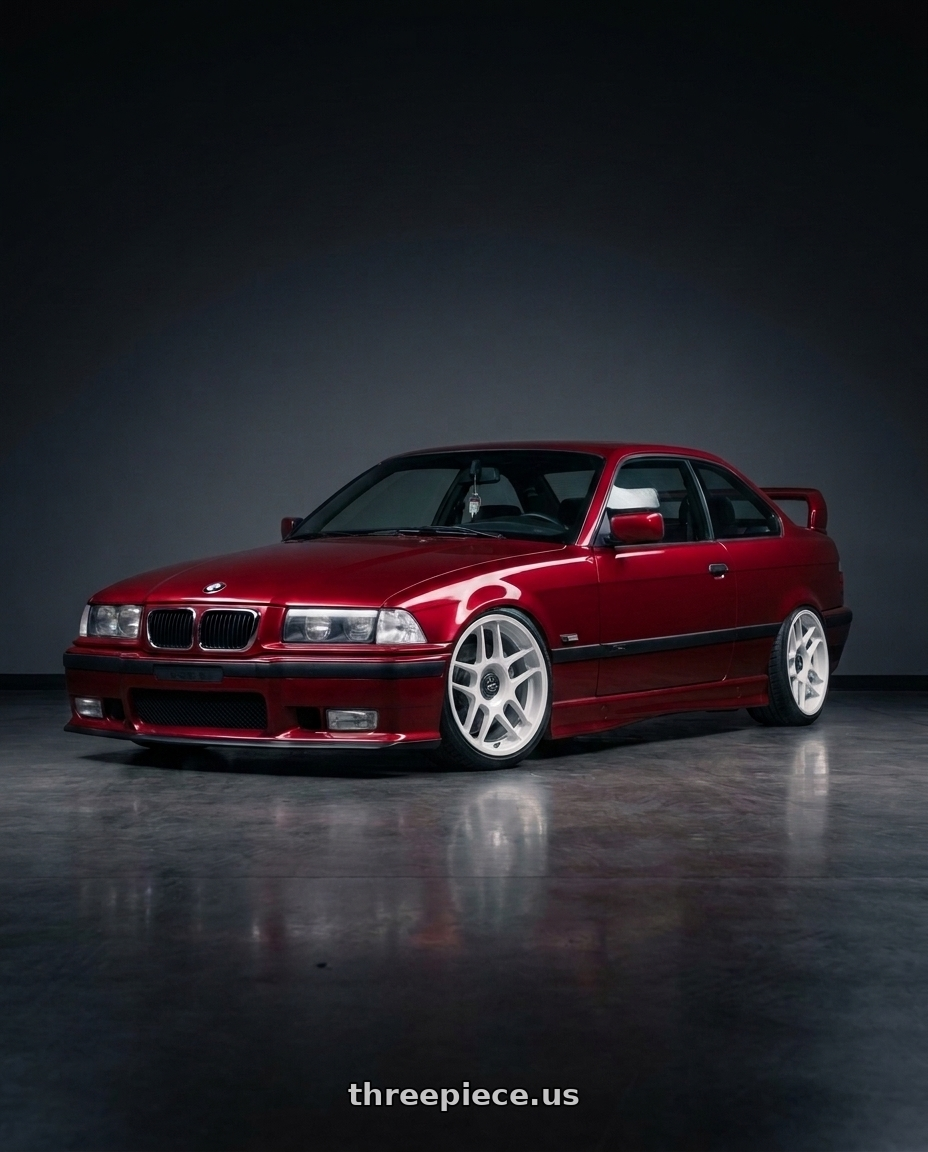 1996 BMW E36 328is with fifteen52 APEX 5x112 / 5x120 18x8.5 +35 RALLY WHITE (GLOSS WHITE) wheels