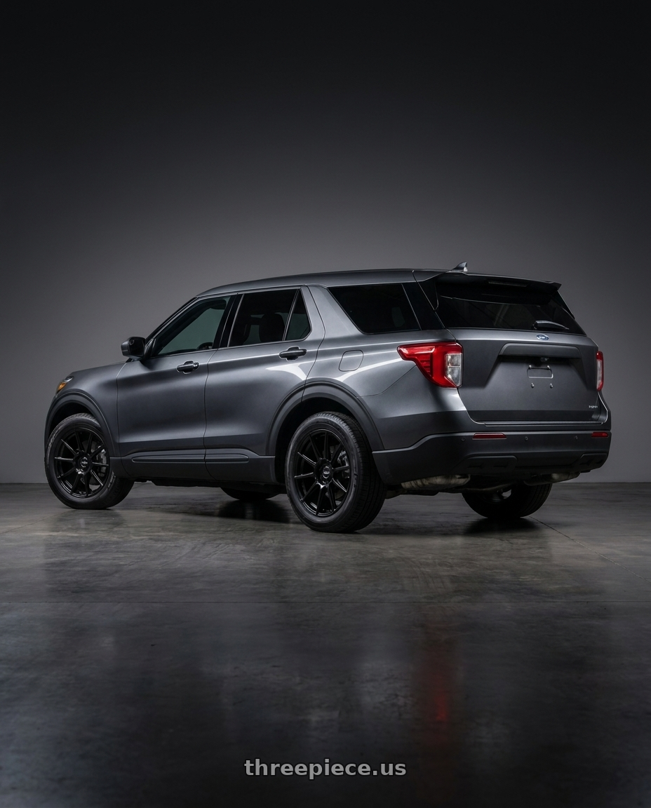 2026 Ford Explorer Active 100A with Enkei TS10 5x114.3 18x8.5+35 Black wheels rear three quarter view square tires