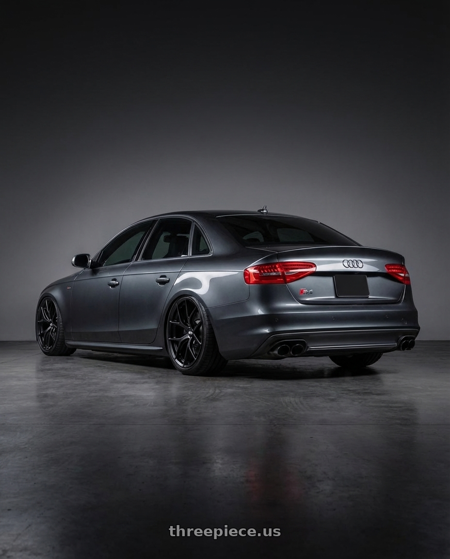 2015 Audi S4 B8.5 with BBS FI-R Evo 5x112 19x9.5+15 Satin Black wheels rear three quarter view slight stretch tires