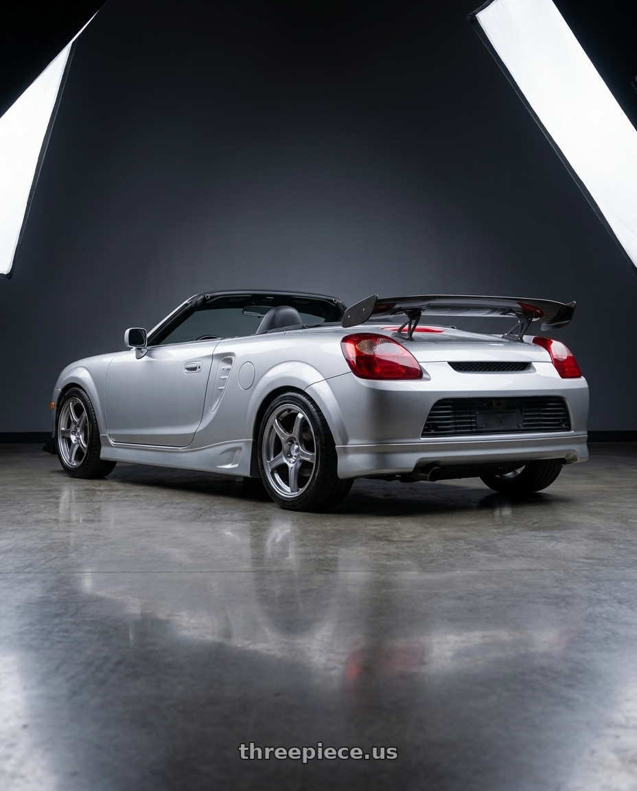 2001 Toyota MR2 Spyder Silver with Ssr Gtx03 4x100 17x7+42  PLATINUM SILVER wheels rear three quarter view square tires