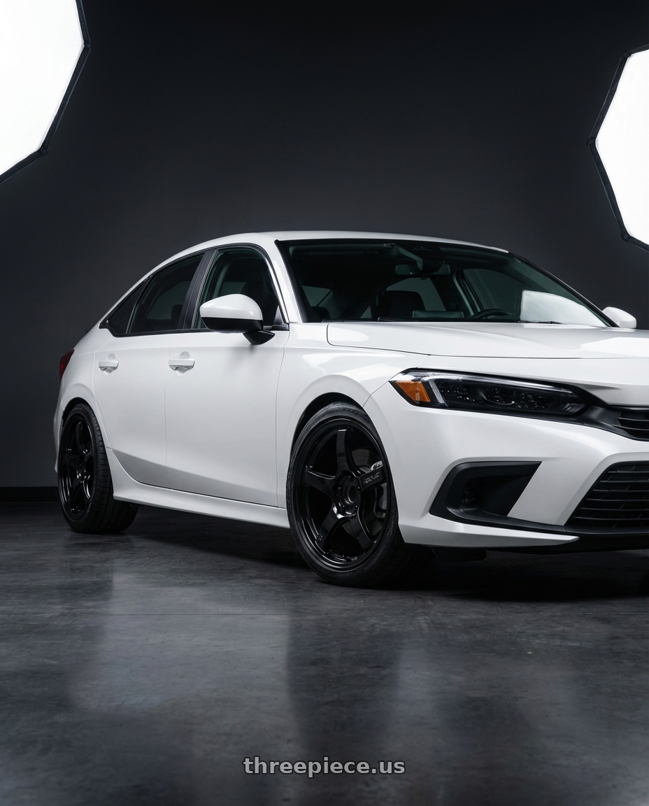 2024 Honda Civic with Gram Lights 57CR 5x114.3 18x9.5+12 Glossy Black wheels