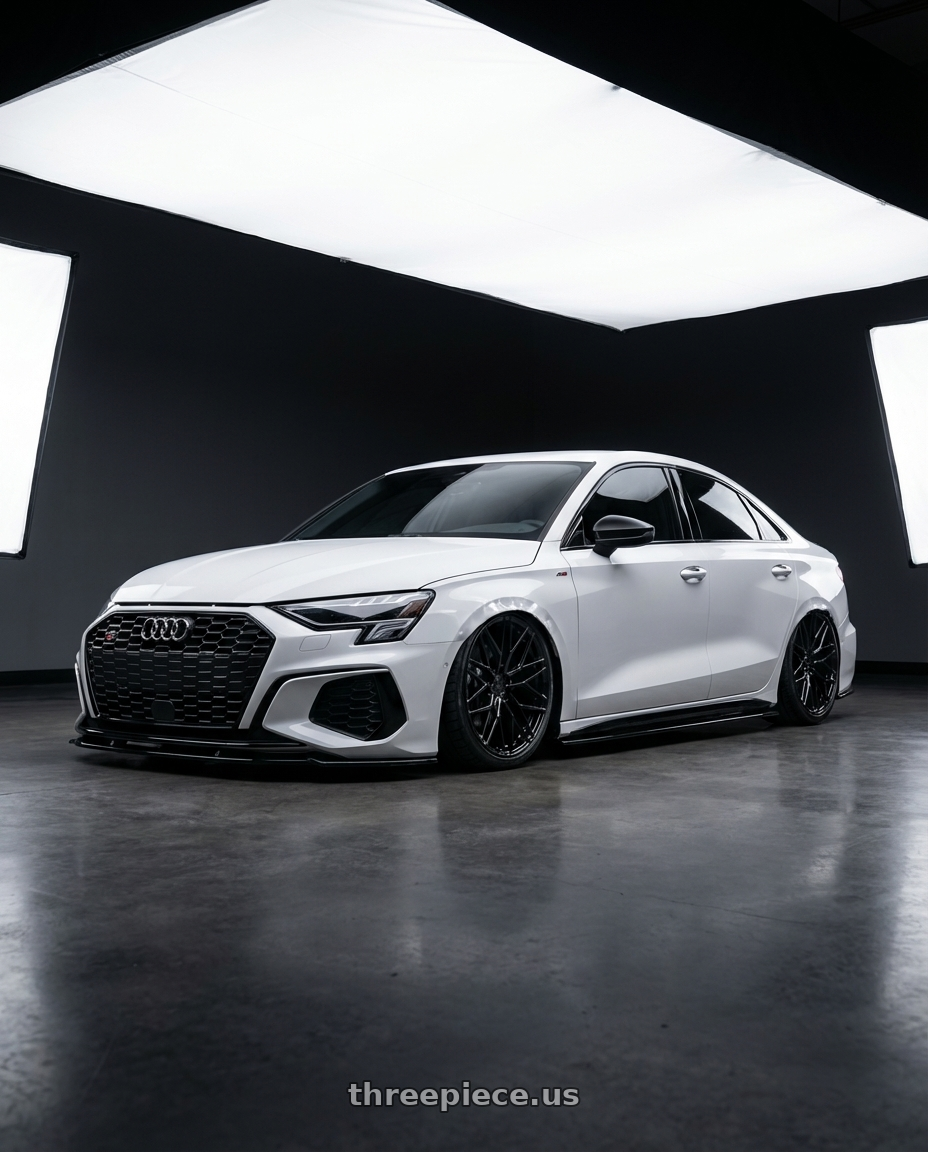 2024 Audi S3 8Y with Avant Garde Wheels M520R 5X112 19x8.5 +35 Gloss Black wheels