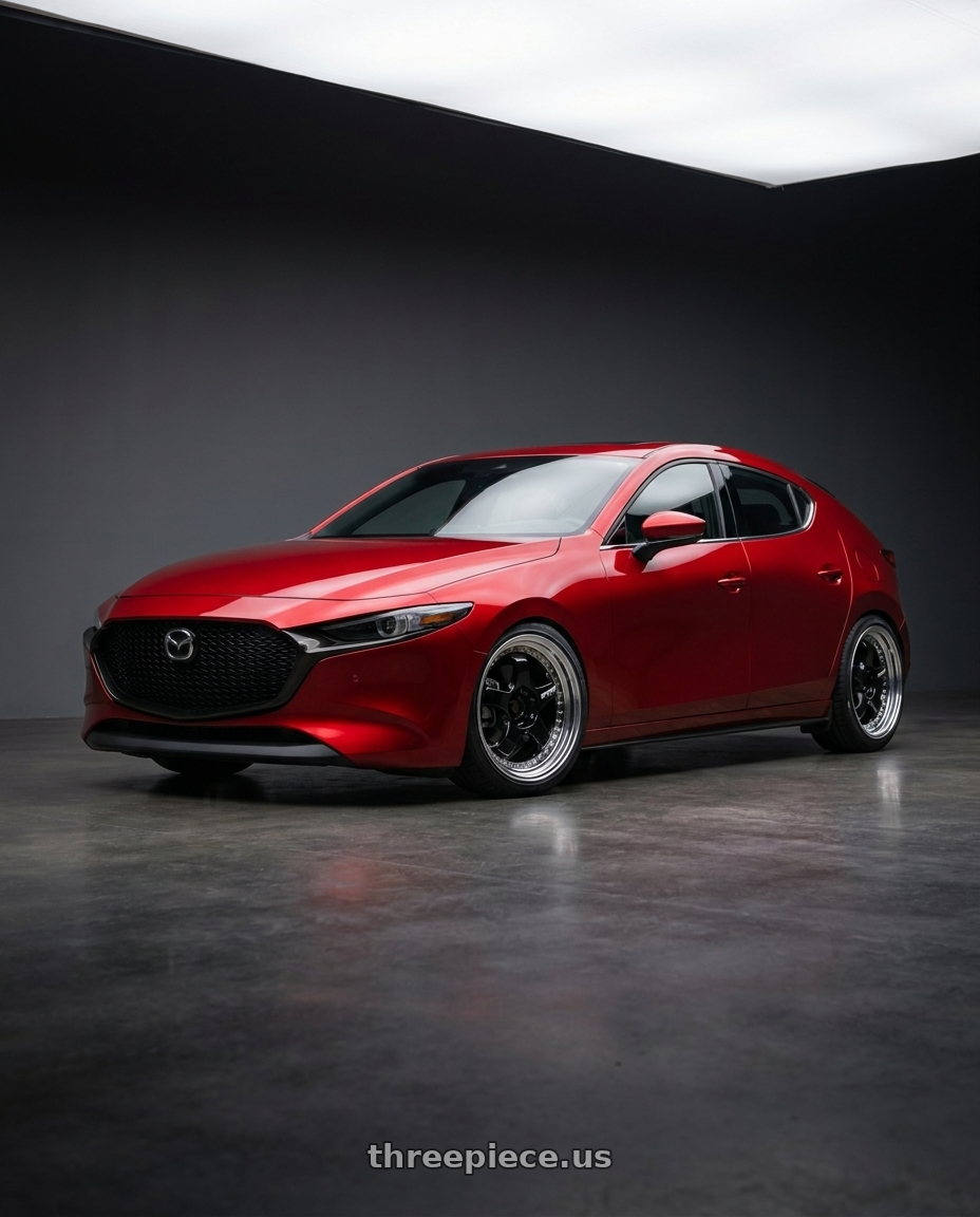 2024 Mazda 3 with Work Meister S1 3P 5x100 18x7+35 A Disk Black wheels