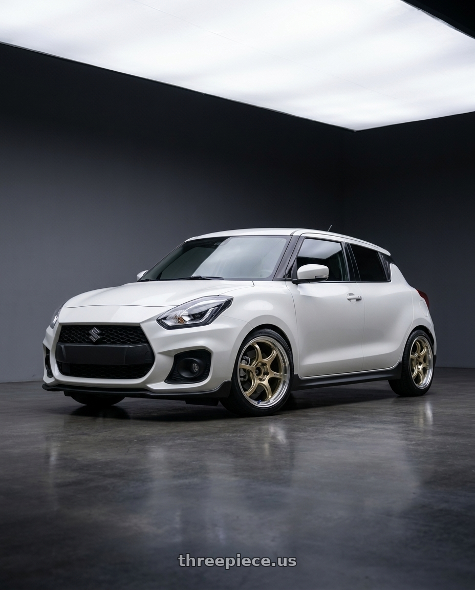 2019 Suzuki Swift sport 白色 with Advan Racing RG-D2 5x114.3 17x7.5 +48 MACHINING & CHAMPAGNE GOLD wheels