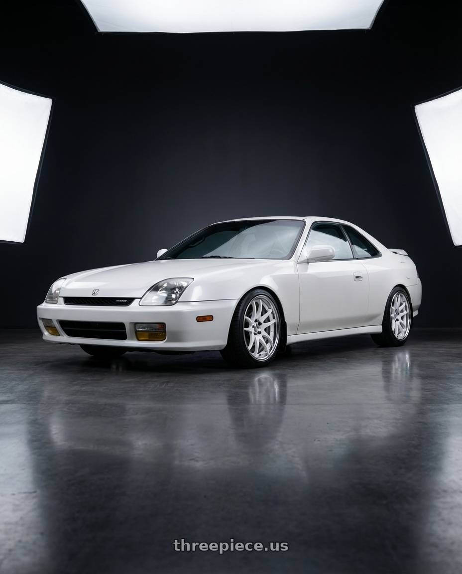 2001 honda prelude with Work Cr 2P 4x100 17x10.0 +0 Gloss White wheels