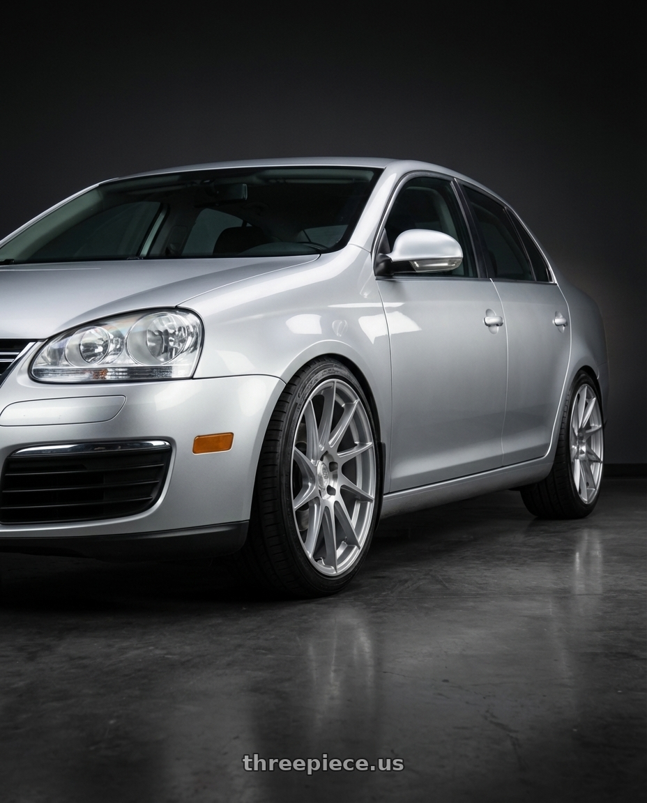 2009 Volkswagen Jetta GLI MK5 with Aodhan AH09 5x112 18x8.5 +35 Gloss Silver Machined Face wheels