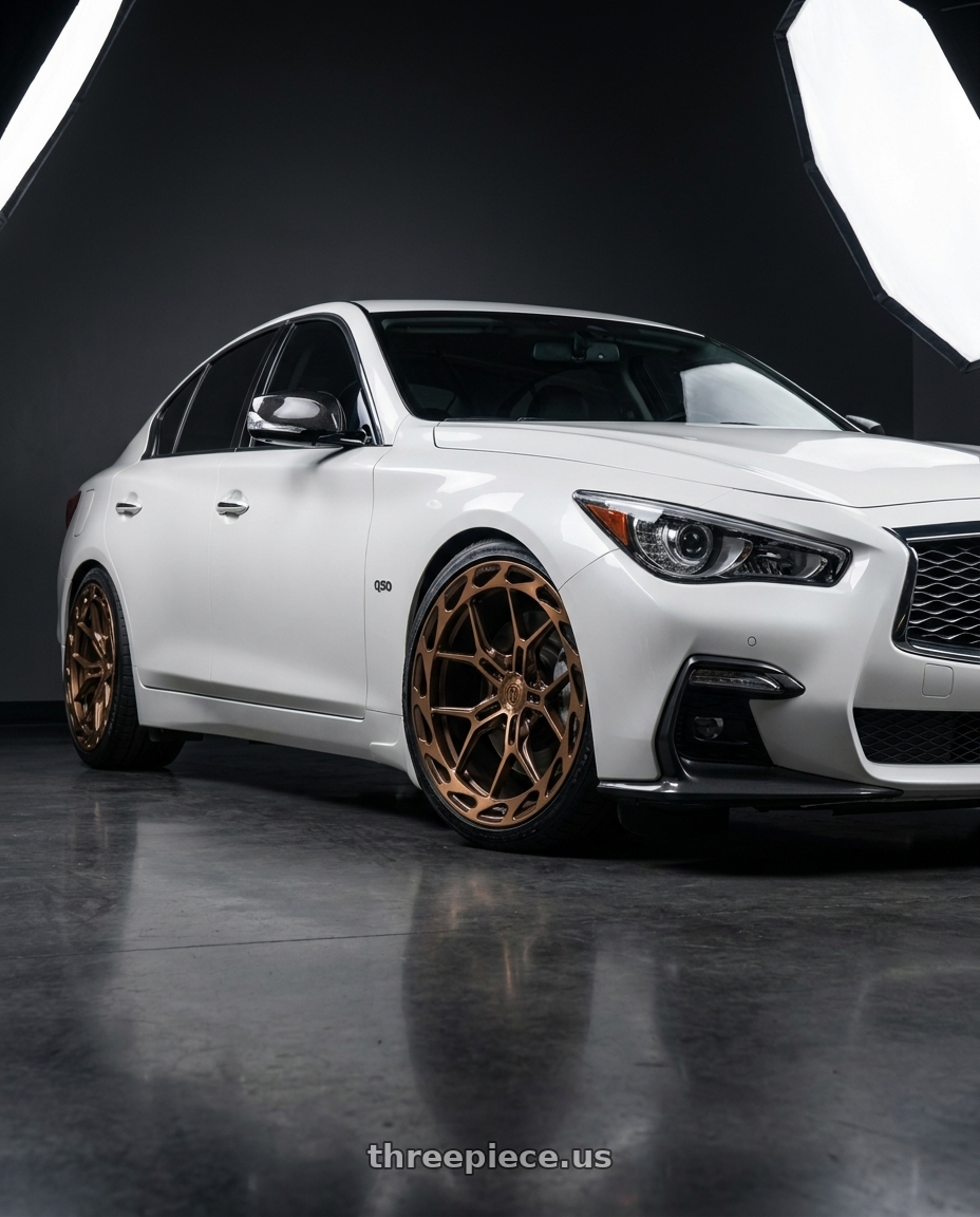 2019 Infiniti q50 red sport with Rohana RFX19 5x112 20x9 +35 Machine Bronze wheels