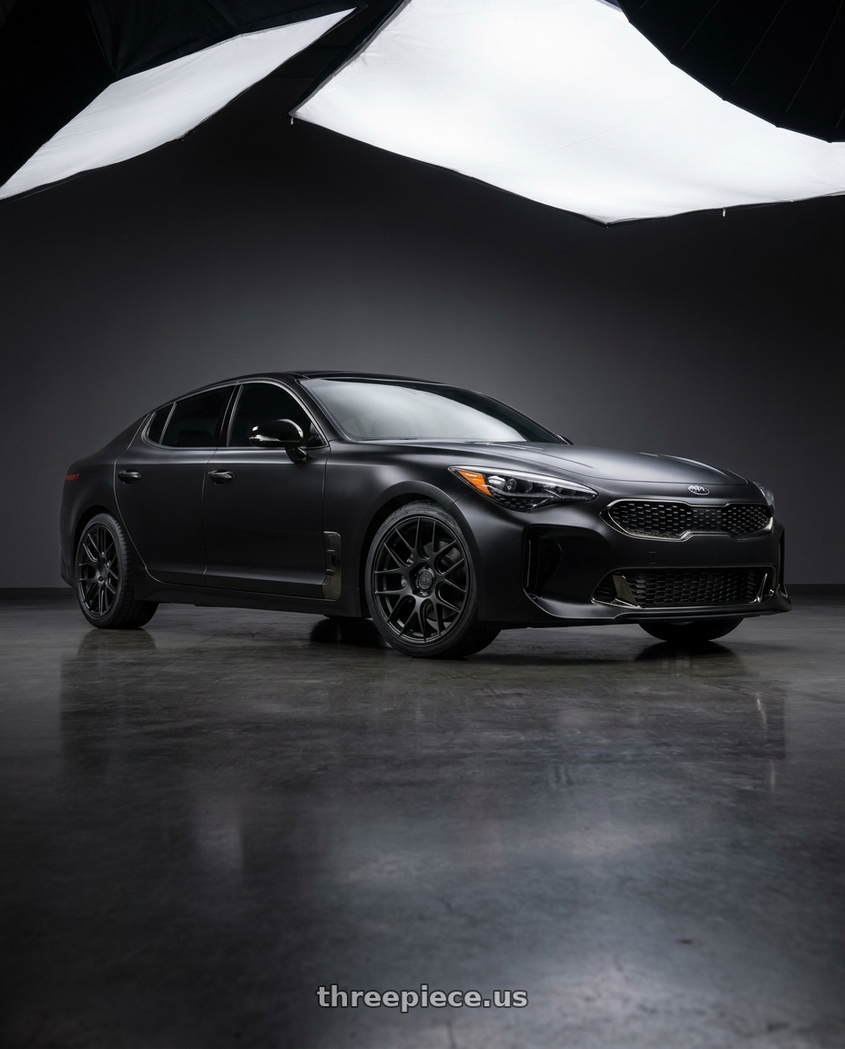 Kia stinger gt1 2018 with Aodhan AH-X 5x114.3 18x8.5+35 Matte Black wheels