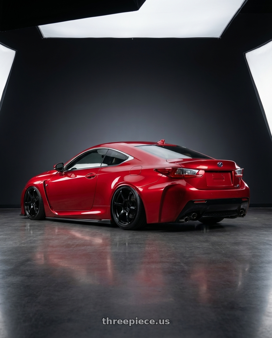 2018 Lexus RC F with Advan RGIII 5x114.3 19x9.0+25 Gloss Black wheels rear three quarter view slight stretch tires