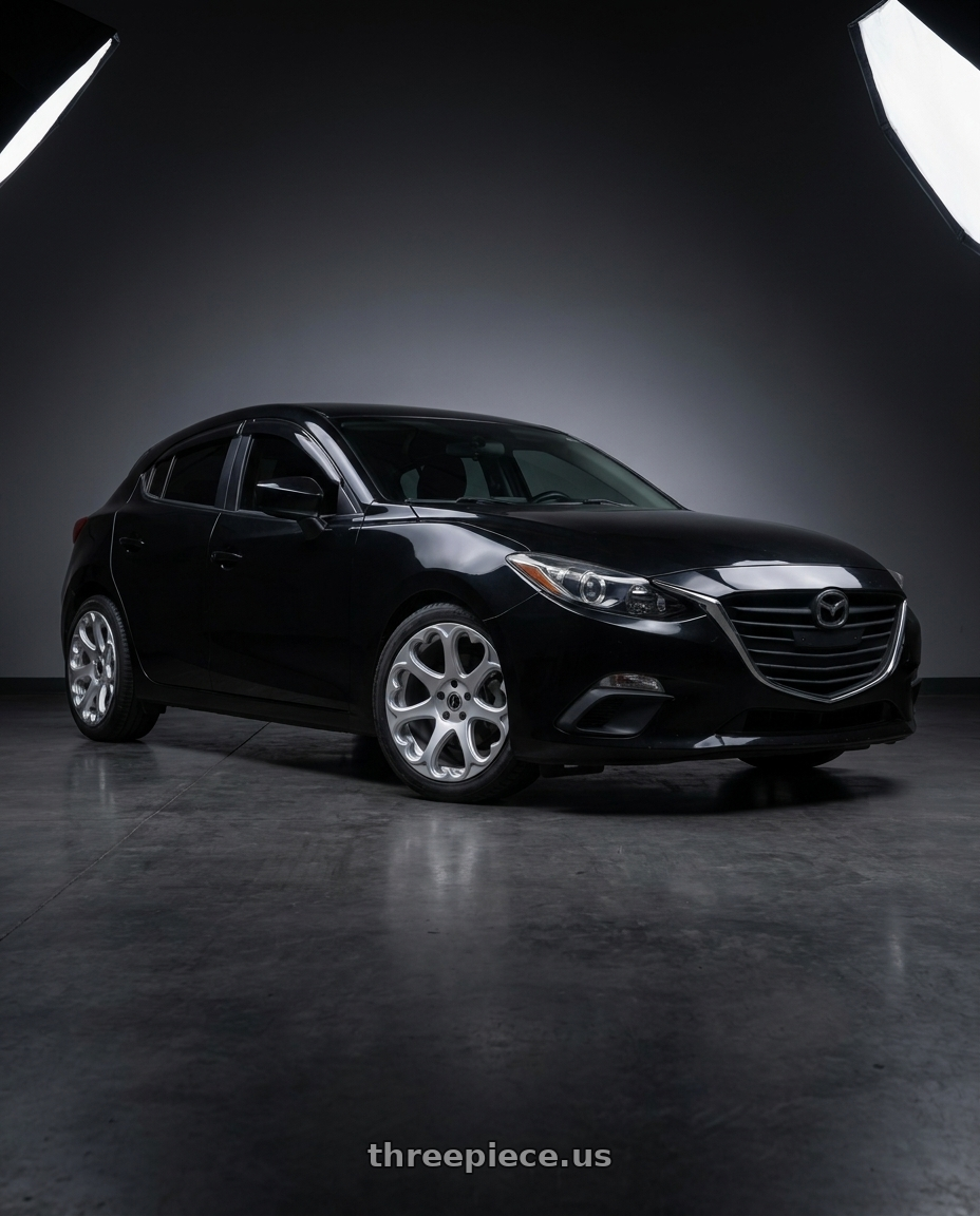 2017 mazda 3 sport with Heritage Wheel Kokoro Monoc 5X114.3 18x8.5+35 Silver wheels