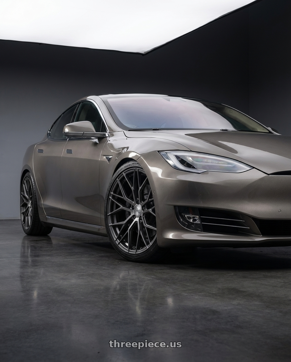 2018 Tesla Model S with Avant Garde Wheels M520R 5X120 21x12 +52 Dark Graphite Metallic wheels