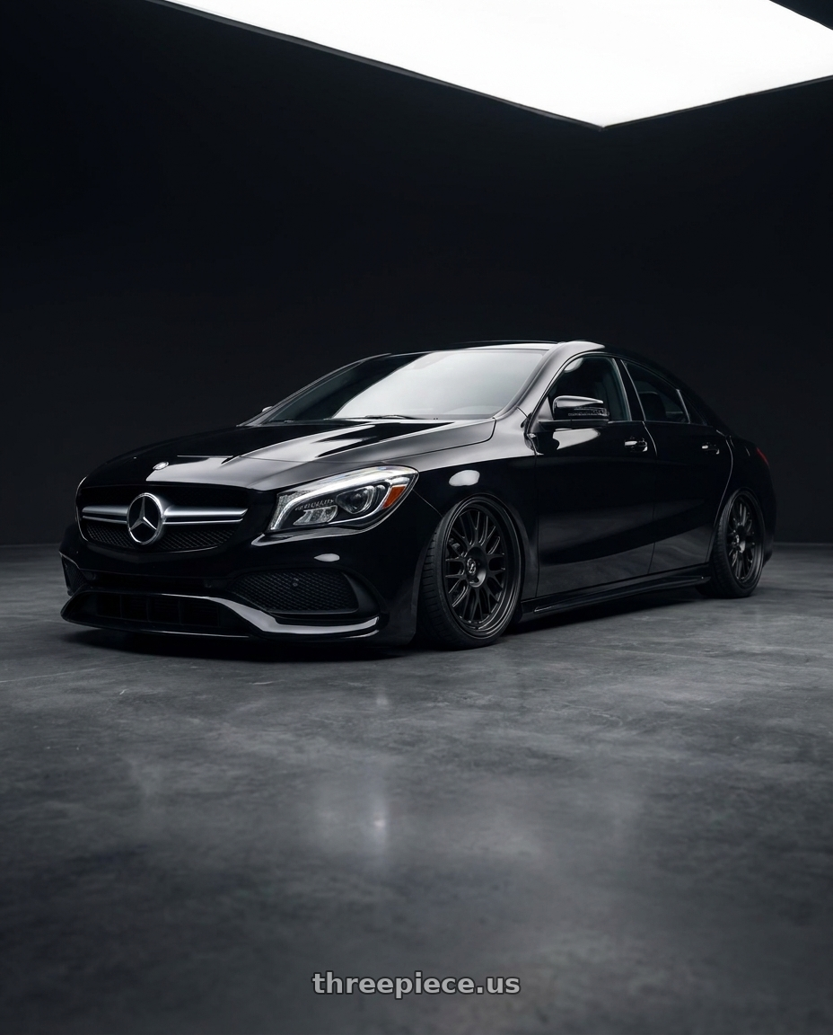 2018 Mercedes-Benz CLA C117 with fifteen52 HOLESHOT 5x112 19x8.5 +45 ASPHALT BLACK (SATIN BLACK) wheels