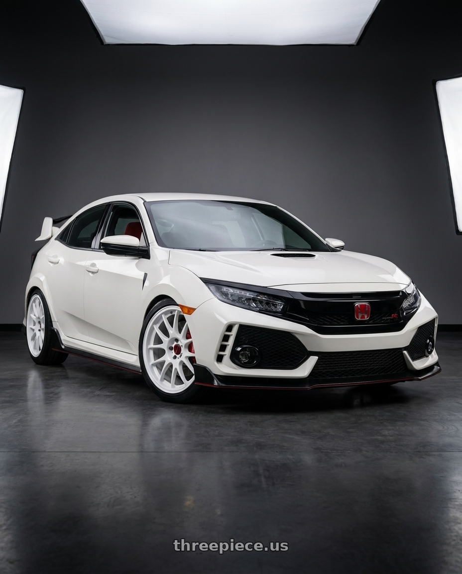 2019 Honda Civic Type R with Work Emotion m8r 5x120 18x9.5 +38 White wheels
