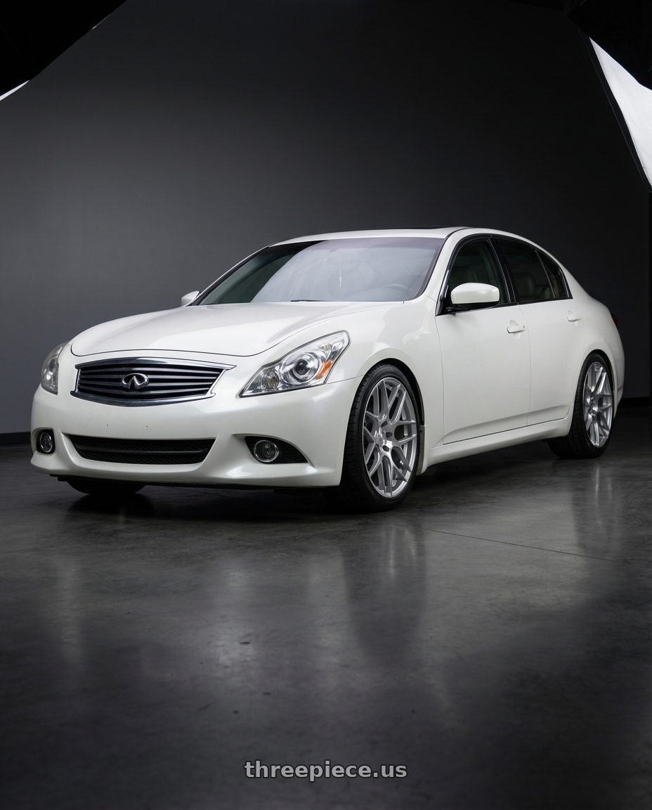 2012 Infiniti G37 with Aodhan AFF2 5x114.3 19x8.5+35 Gloss Silver Machined Face wheels