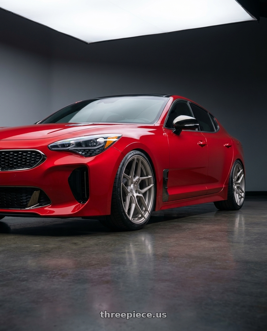 2019 Kia Stinger GT-2 Highchromicha with Rohana RFX11 5x114.3 19x9.5+40 Brushed Titanium wheels